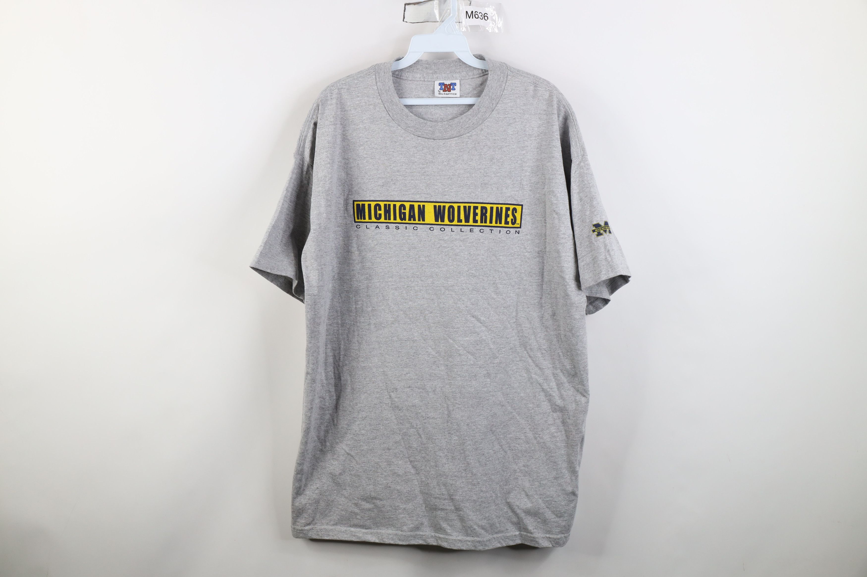 Vintage Vintage 90s University of Michigan Short Sleeve T-Shirt Gray Size US L / EU 52-54 / 3 - 1 Thumbnail