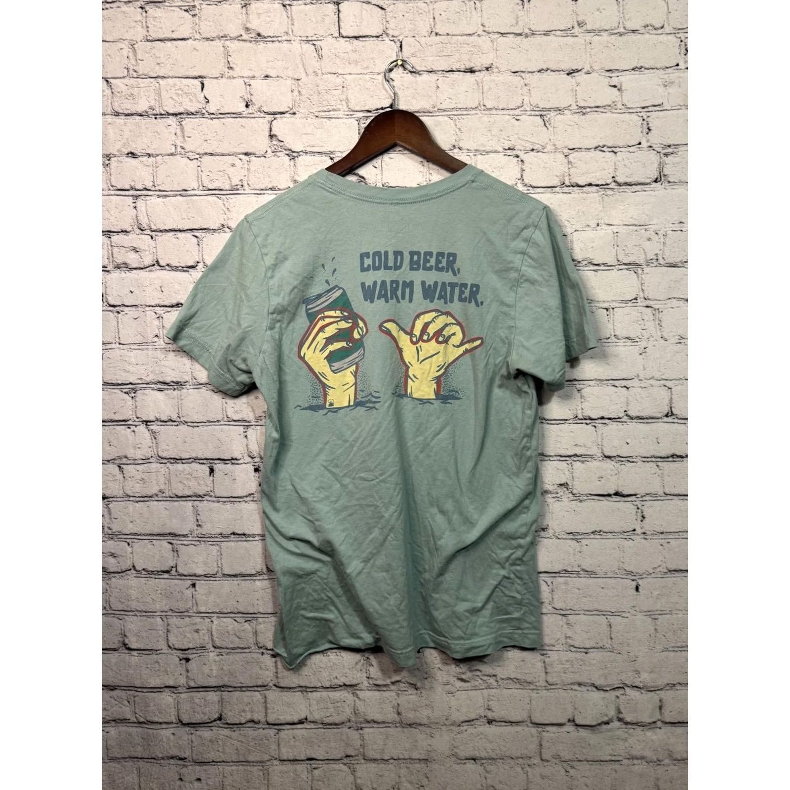 Vintage FloMotion Beach T-Shirt Green Short Sleeve Crew Neck Graphic Print Mens M Size US M / EU 48-50 / 2 - 3 Thumbnail
