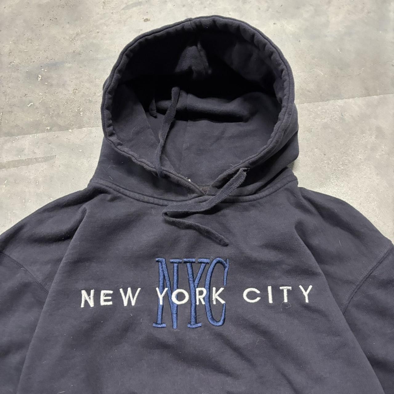 Japanese Brand × Vintage Crazy Vintage Y2K/2000s Navy Blue New York City Boxy Hoodie! Size US S / EU 44-46 / 1 - 2 Thumbnail