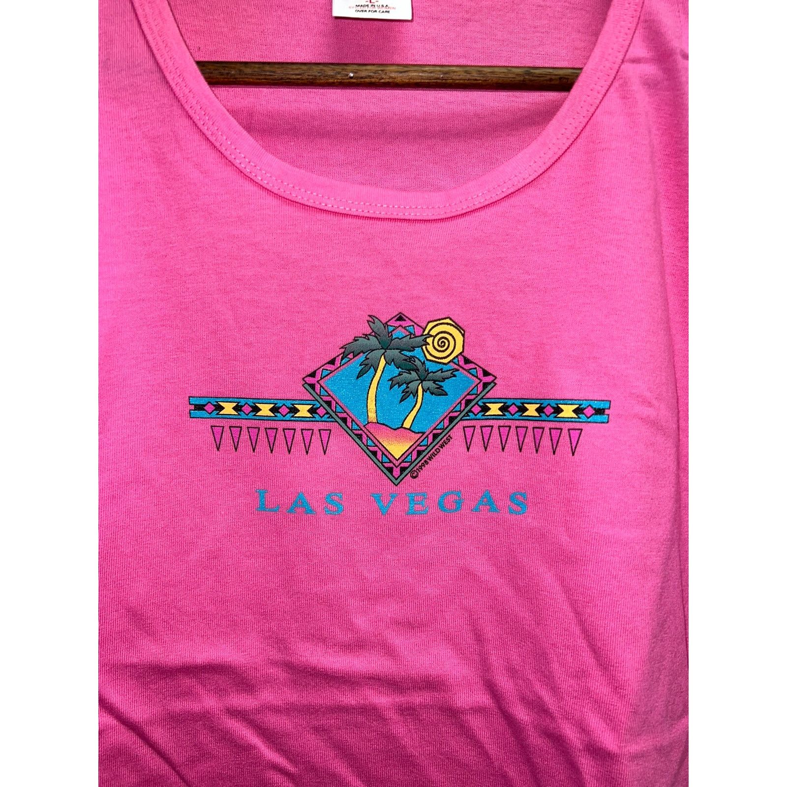 Anvil Women Vintage Las Vegas Shirt Top Palm Tree Destination Tee Size L / US 10 / IT 46 - 2 Thumbnail