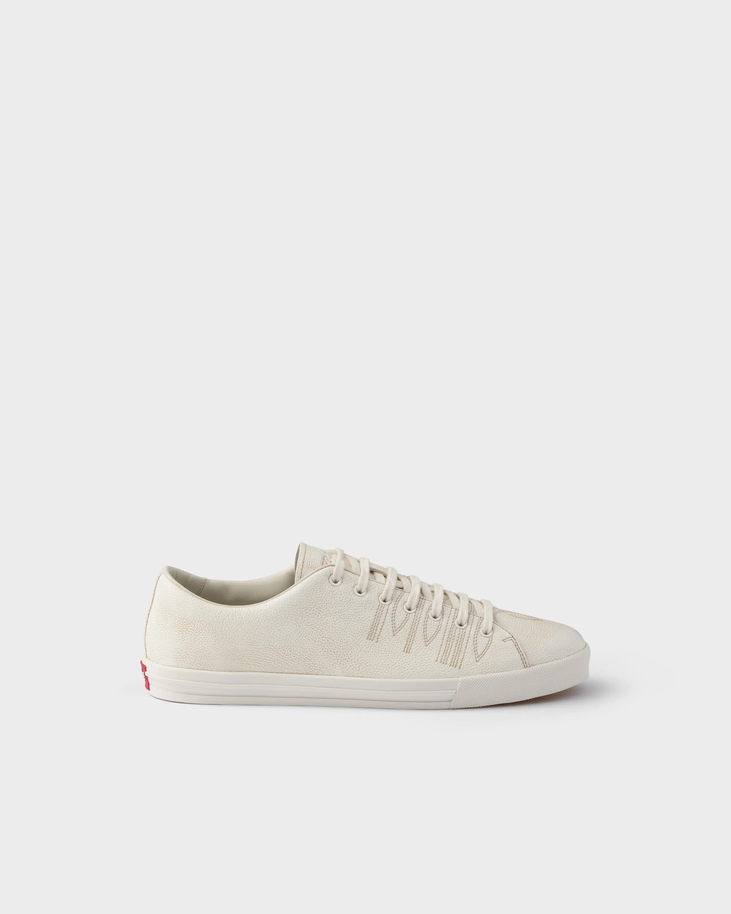 Prada o1w1db10426 Aged-Effect Leather Sneakers in Chalk Size US 9 / EU 42 - 2 Thumbnail