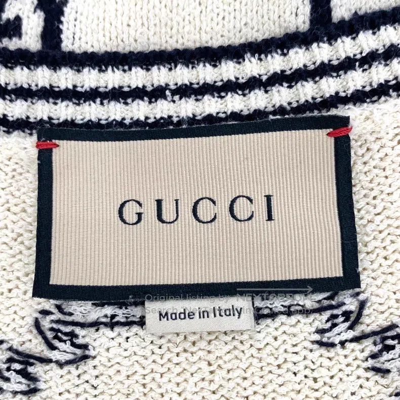 Gucci Gucci Beige logo jacquard full print striped round neck kn Size S / US 4 / IT 40 - 5 Thumbnail