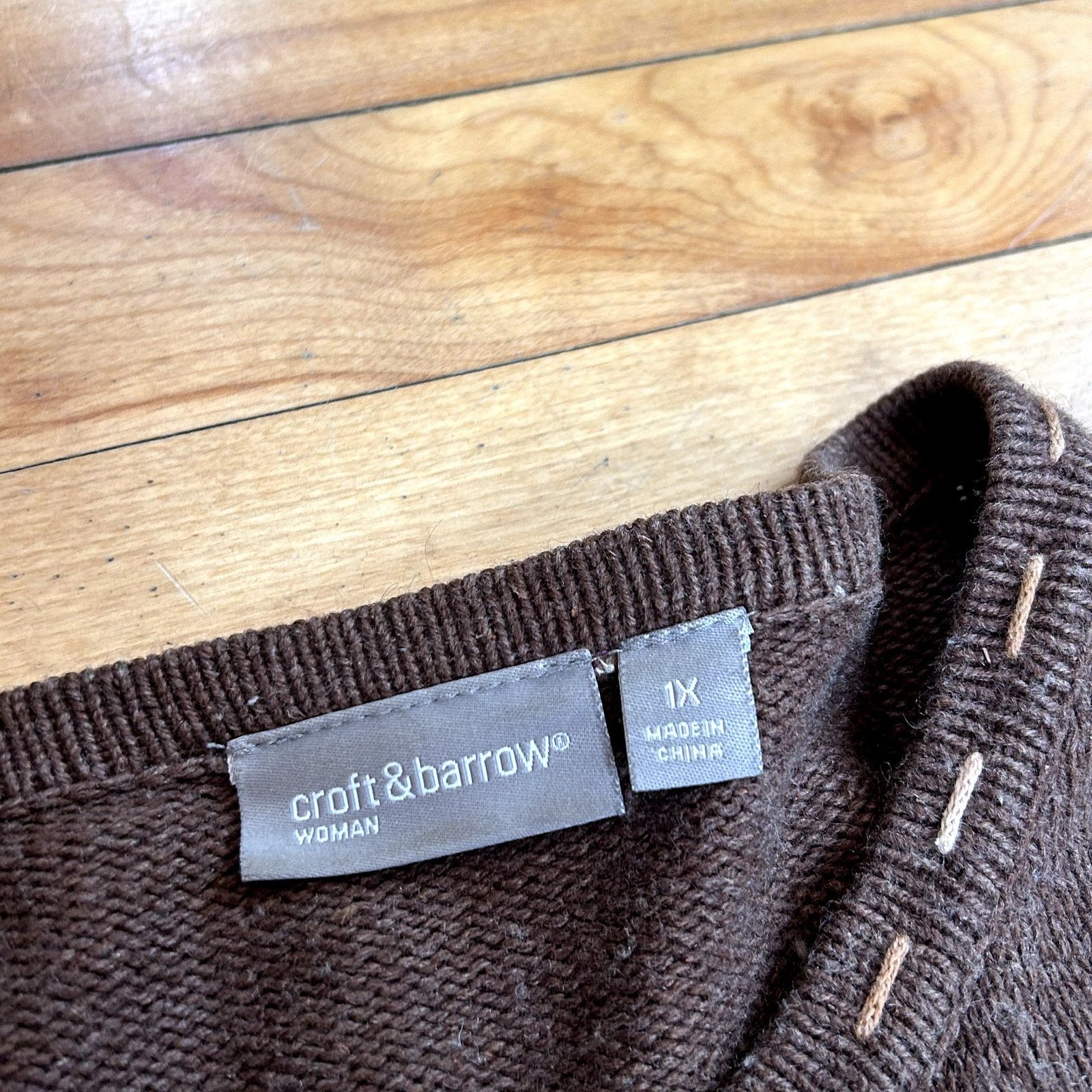 Croft & Barrow Y2K Femme Brown Spring Button Up Sweater 1X Size XL / US 12-14 / IT 48-50 - 3 Thumbnail