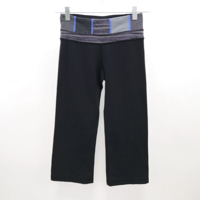 Lululemon Lululemon Groove Crop Pants Womens 2 Reversible Black Quilt 18  Blue Gray Yoga