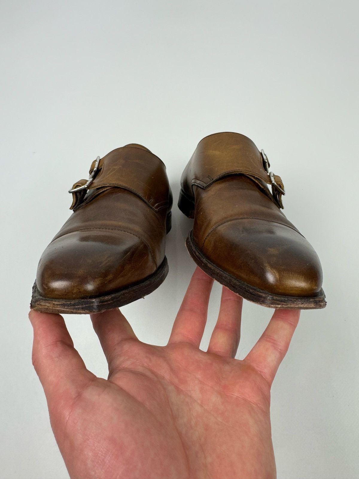 Crockett&Jones Lowndes Monk Leather Brown Shoes US8