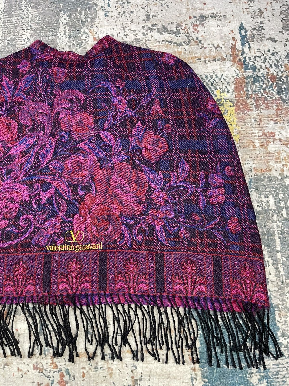Gianni Valentino Valentino Garavani Checked Floral Frayed Edge Shawl Jacket Size M / US 6-8 / IT 42-44 - 4 Thumbnail