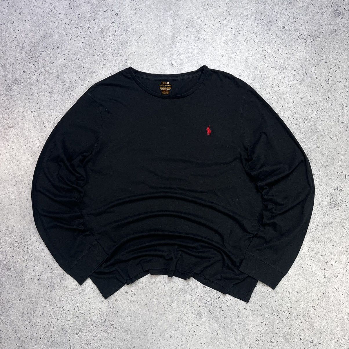 Polo Ralph Lauren × Vintage Polo Ralph Lauren Crew Neck Long Sleeve – Black Red Logo Size US XL / EU 56 / 4 - 1 Thumbnail