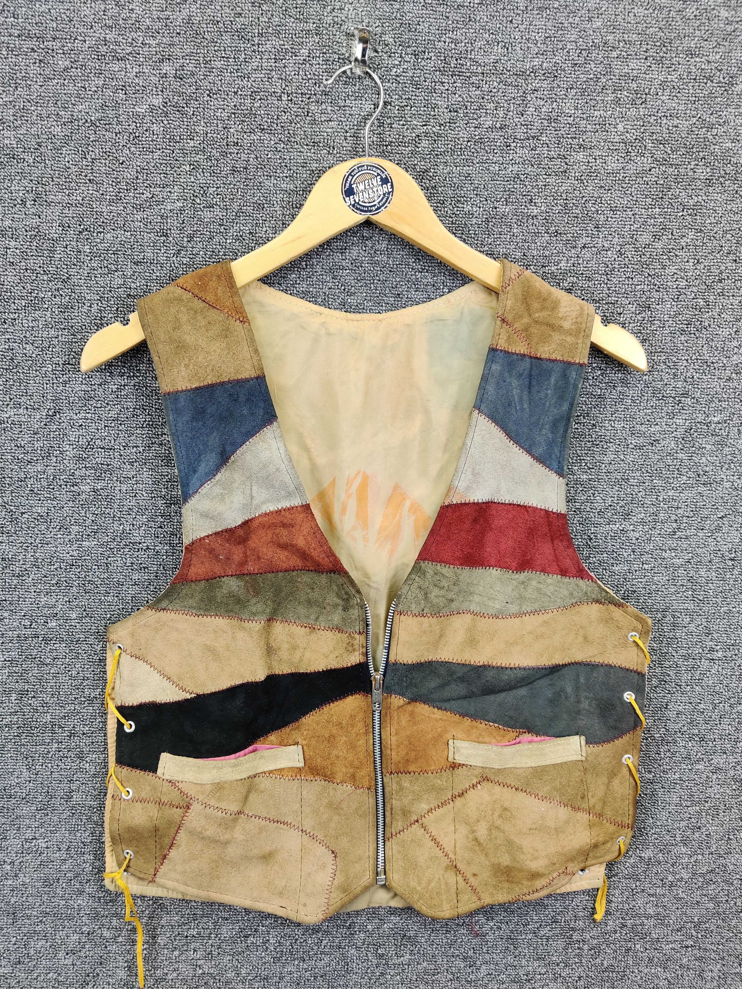 Genuine Leather Vintage Patchwork Suede Leather Vest Size US M / EU 48-50 / 2 - 1 Thumbnail