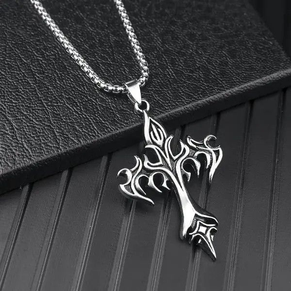 Other Cross Pendant Stainless Steel Chain Necklace Size ONE SIZE - 1 Thumbnail
