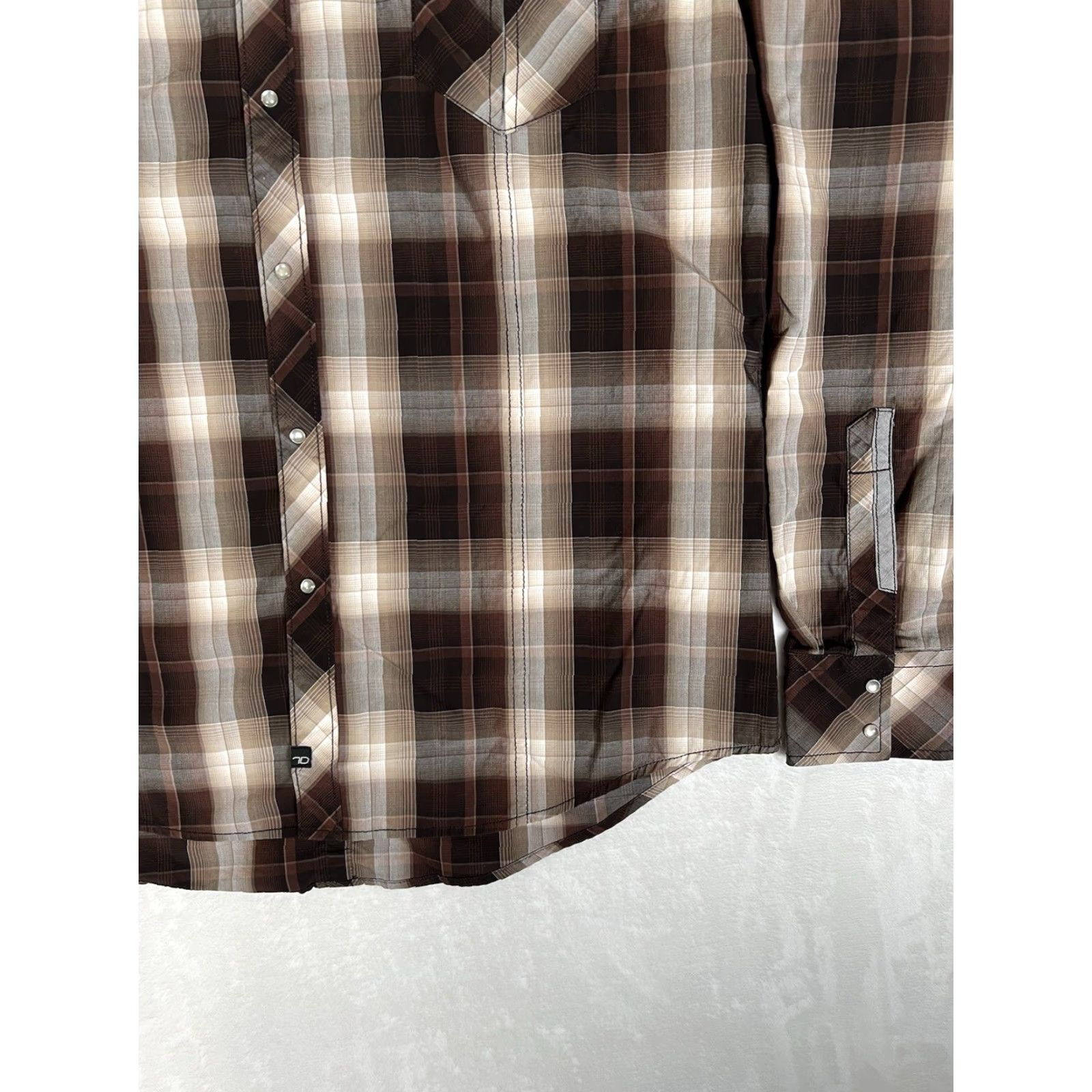 Vintage VINTAGE 7 Diamonds Shirt Mens XL Button-Up Plaid Pearl Snap Western Cowboys Rodeo Casual Mens XL Brown Cotton Button Pockets Size US XL / EU 56 / 4 - 2 Thumbnail