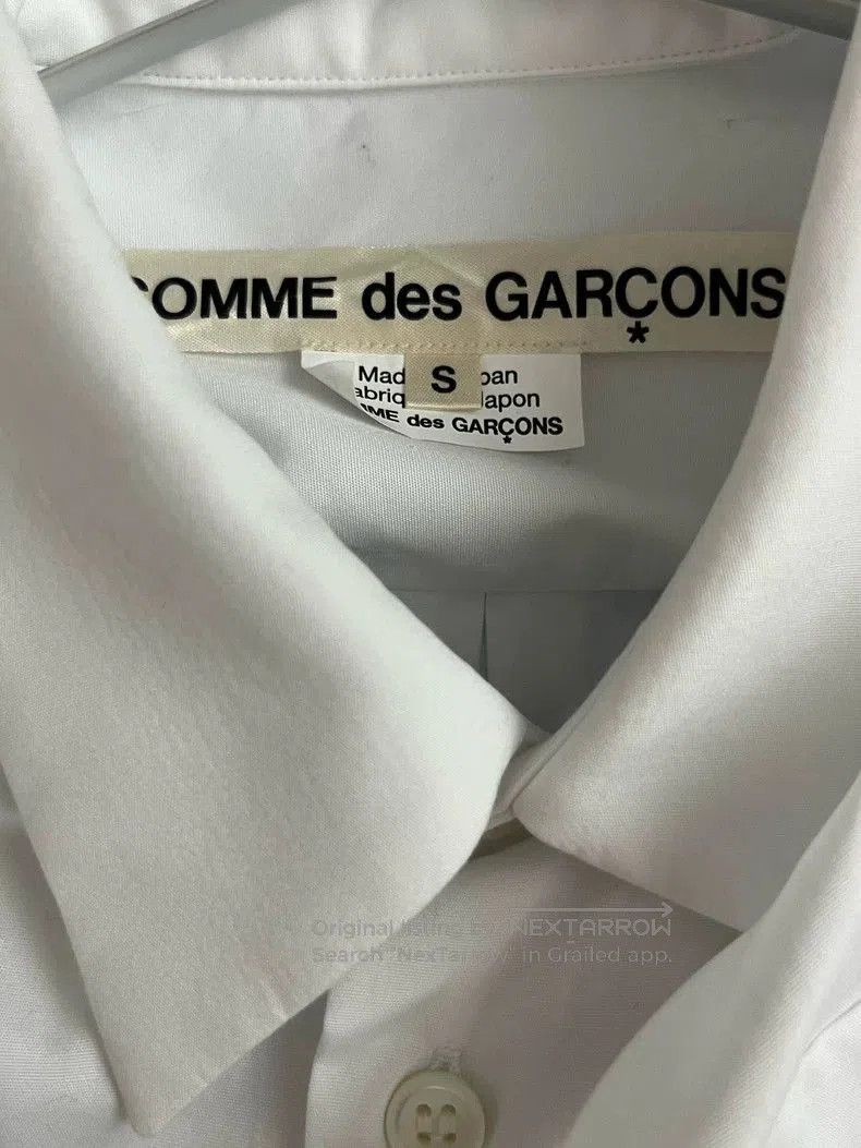 Comme des Garcons White Shirt with Black Leather Ruffle Hem. Size US M / EU 48-50 / 2 - 3 Thumbnail