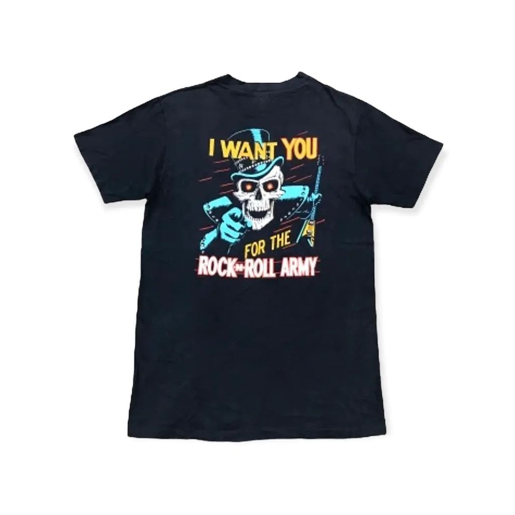 image of Band Tees x Rock Band Vintage I Want You For The Rock And Roll Army Band Tshirt in Black (Size Medi