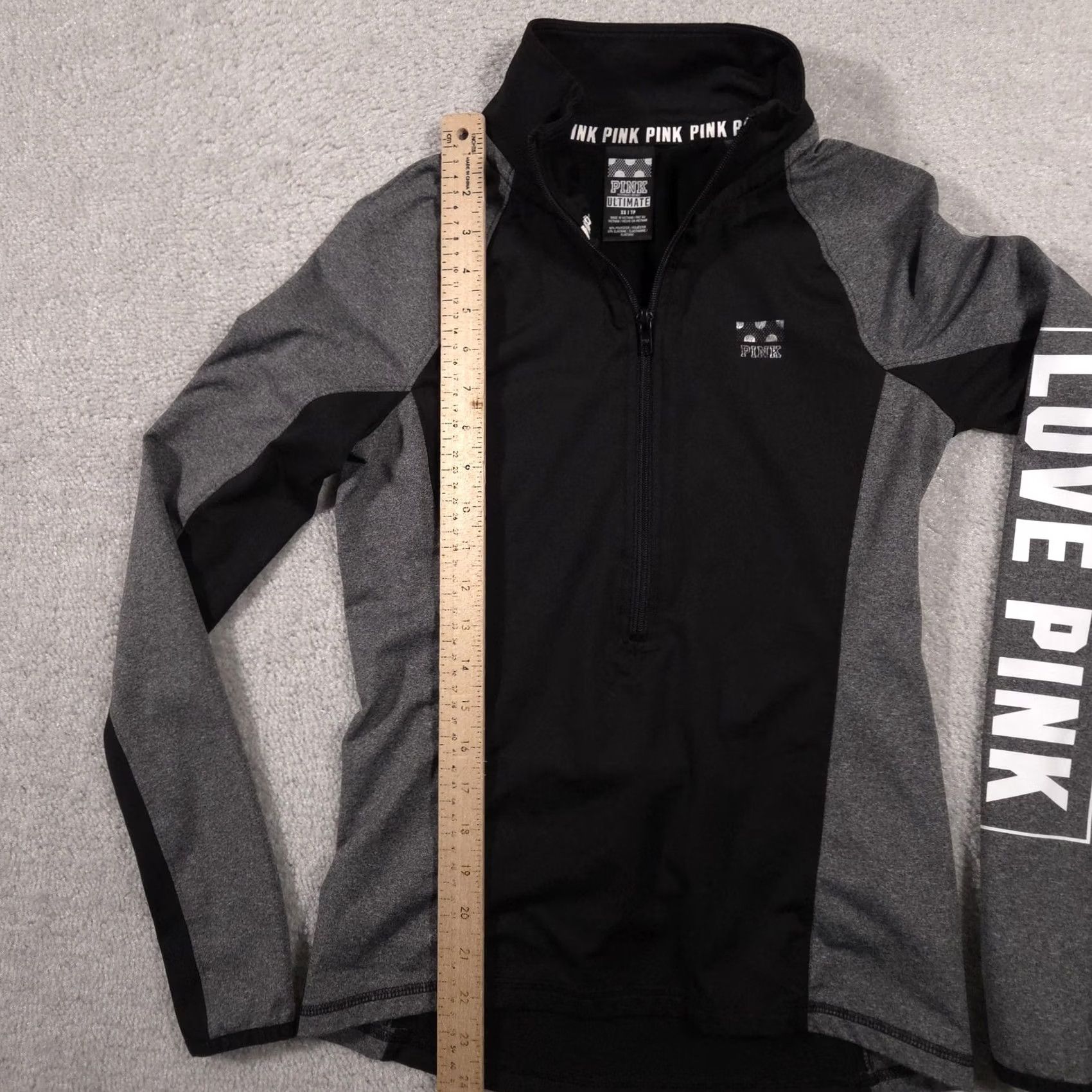 Pinko PINK Victoria's Secret Pullover Womens XS Black Ultimate Quarter Zip Love Pink Pullover Tee Shirt Hoodie? Size XS / US 0-2 / IT 36-38 - 7 Thumbnail