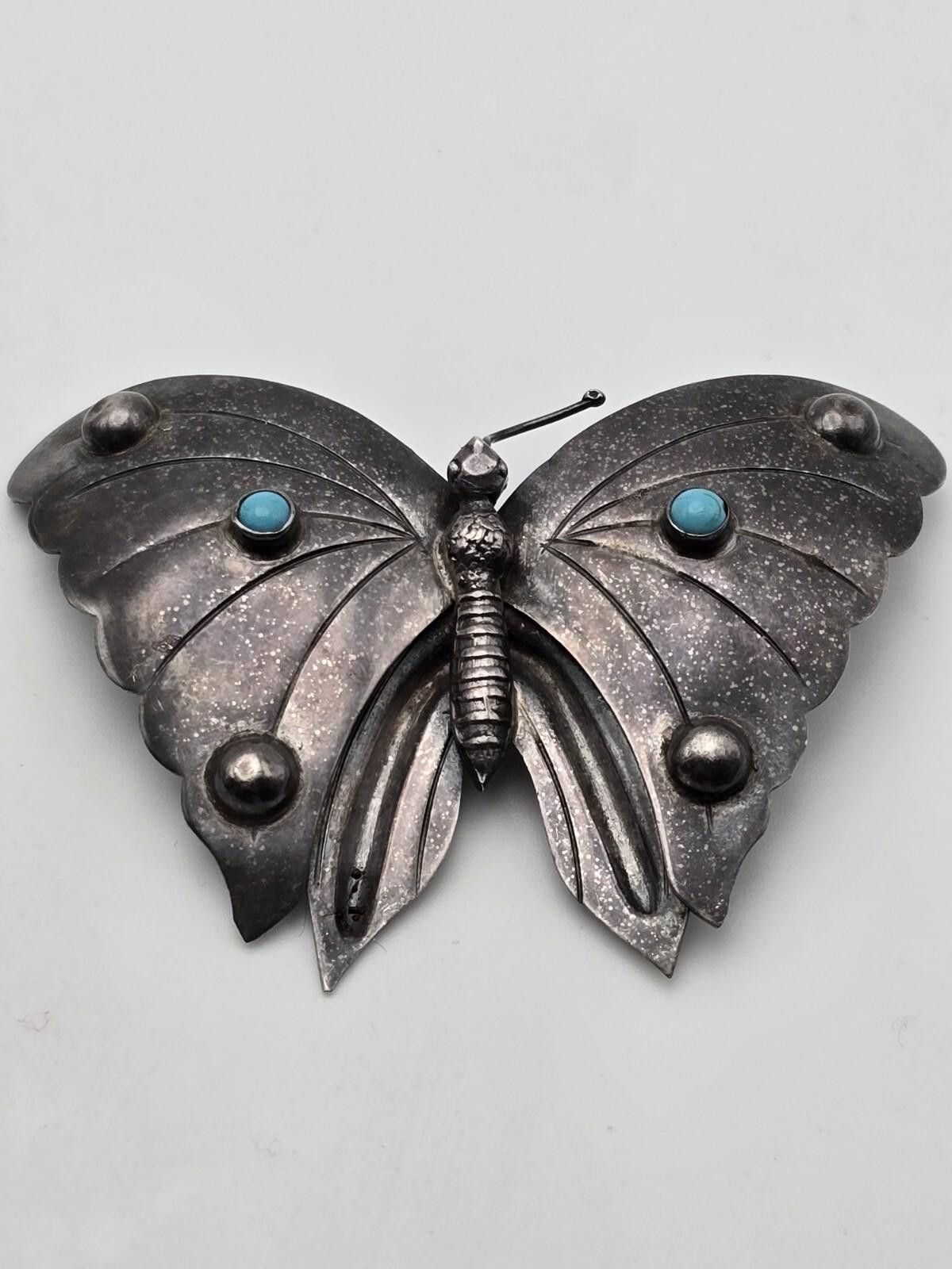 The Unbranded Brand Stunning antique vtg. Mexico sterling 925 turquoise brooch Size ONE SIZE - 1 Thumbnail