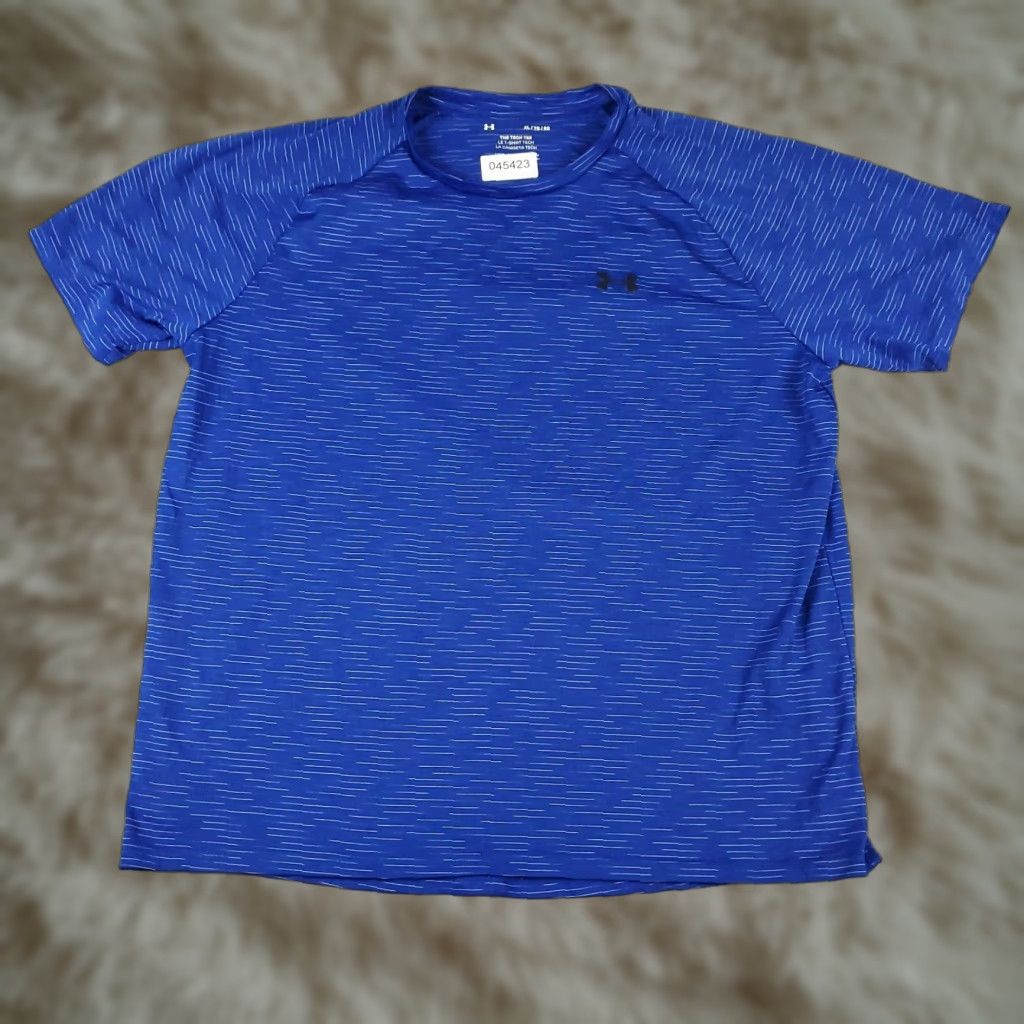 Under Armour Under Armour T Shirt Mens XL Blue Striped Active Work Out Short Sleeve Size US XL / EU 56 / 4 - 1 Thumbnail