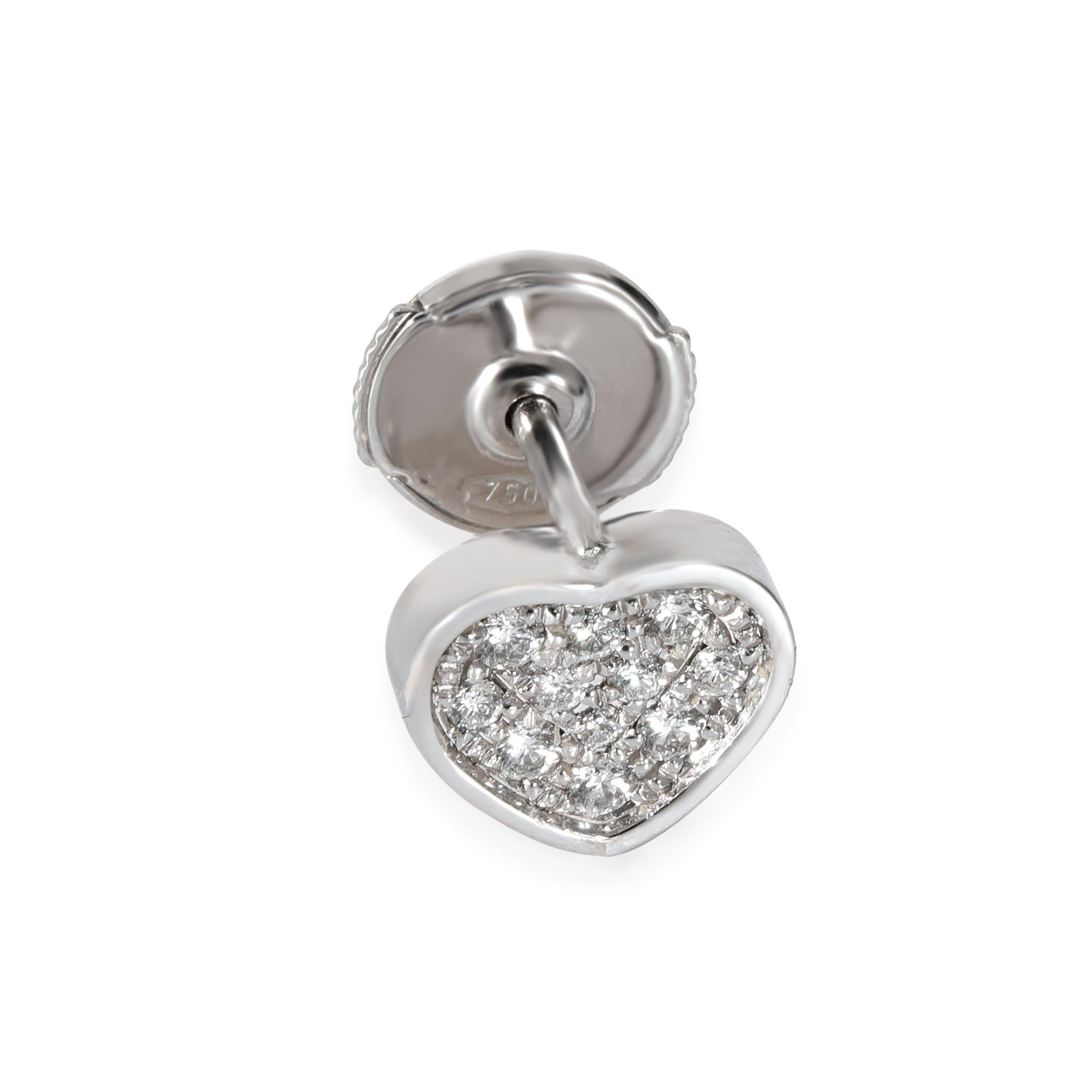 image of 18K White Gold Chopard My Happy Hearts Diamond Single Stud Earring, 0.12Ctw, Women's