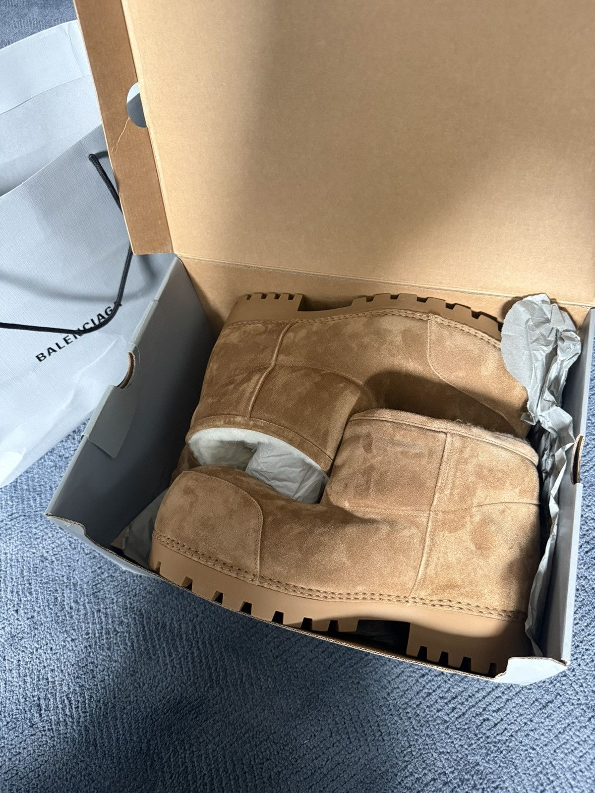 Balenciaga Alaska Fur Bootie Suede/Fake Shearling
