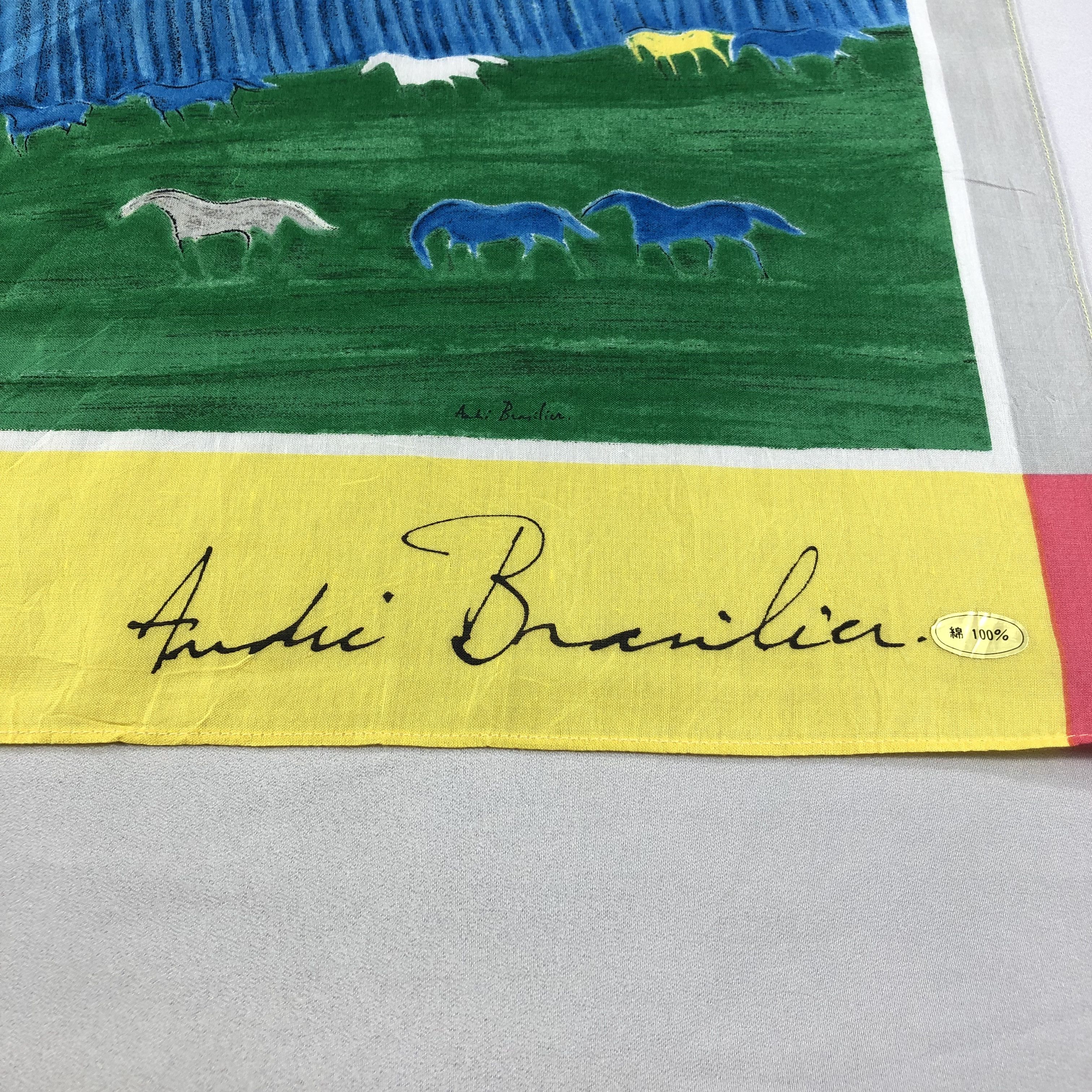 Vintage Andre Brasilier Art Handkerchief Neckerchief Bandana H1908 Size ONE SIZE - 4 Thumbnail