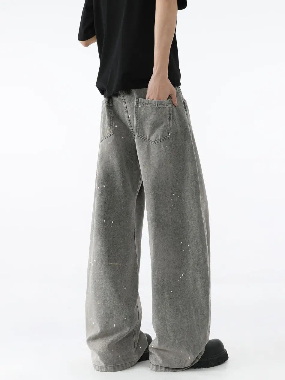 Japanese Brand Retro loose wide leg splashed ink jeans Size US 32 / EU 48 - 5 Thumbnail