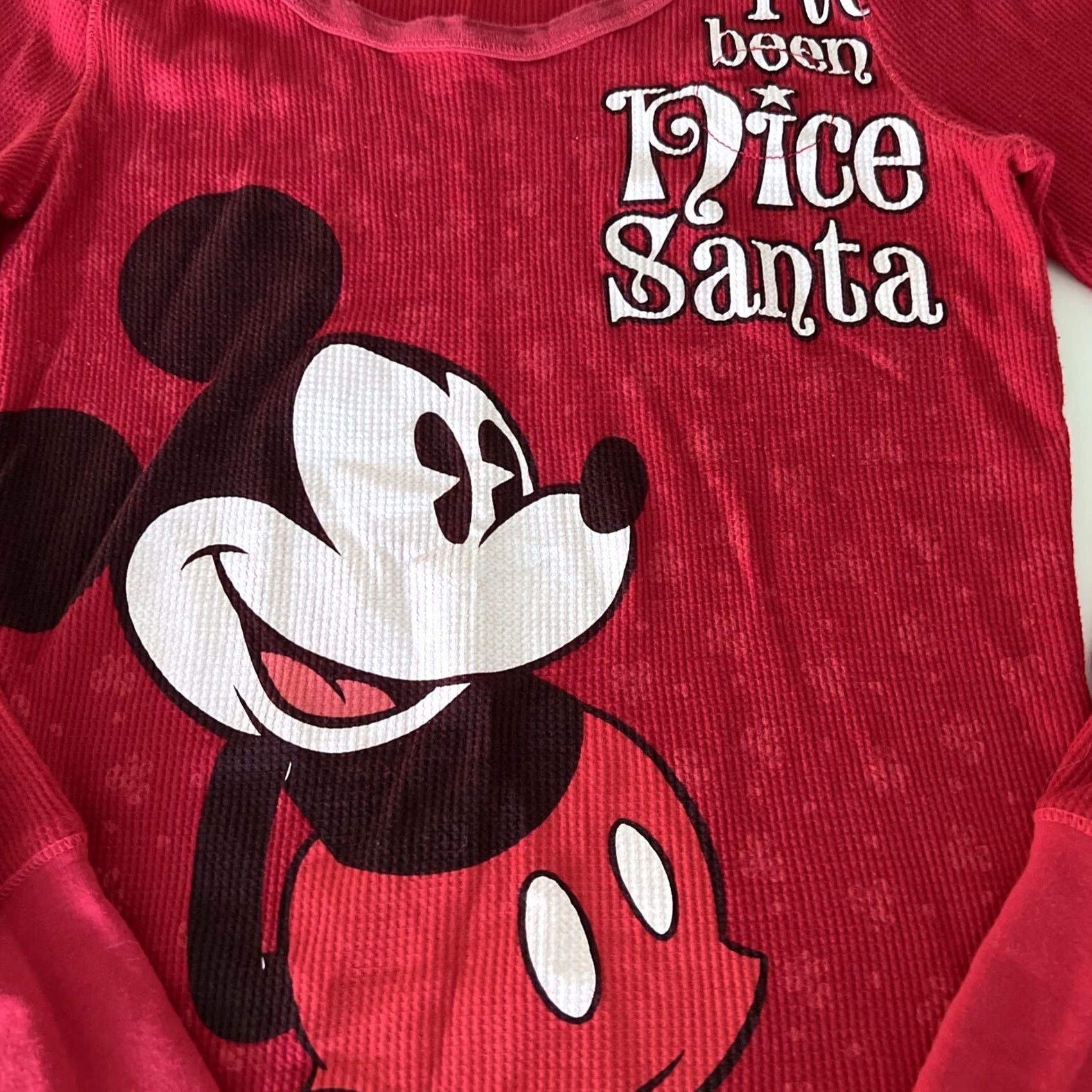 Disney VINTAGE Disney Mickey Mouse Red Thermal Junior Plus 1X 16W “I’ve Been Nice Santa” Size XL / US 12-14 / IT 48-50 - 3 Thumbnail