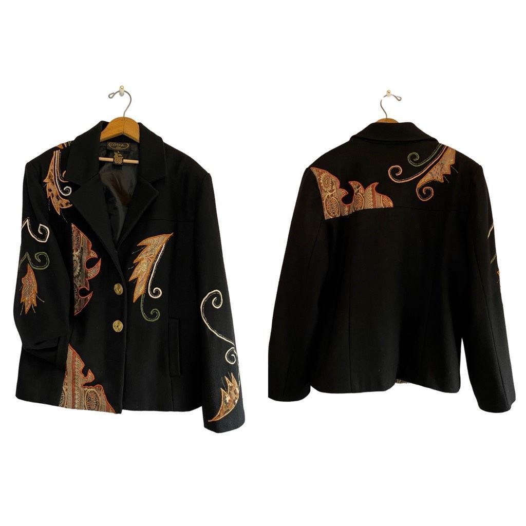 Vintage Vintage Alex Ku paisley patchwork beaded wool jacket Size L / US 10 / IT 46 - 4 Thumbnail