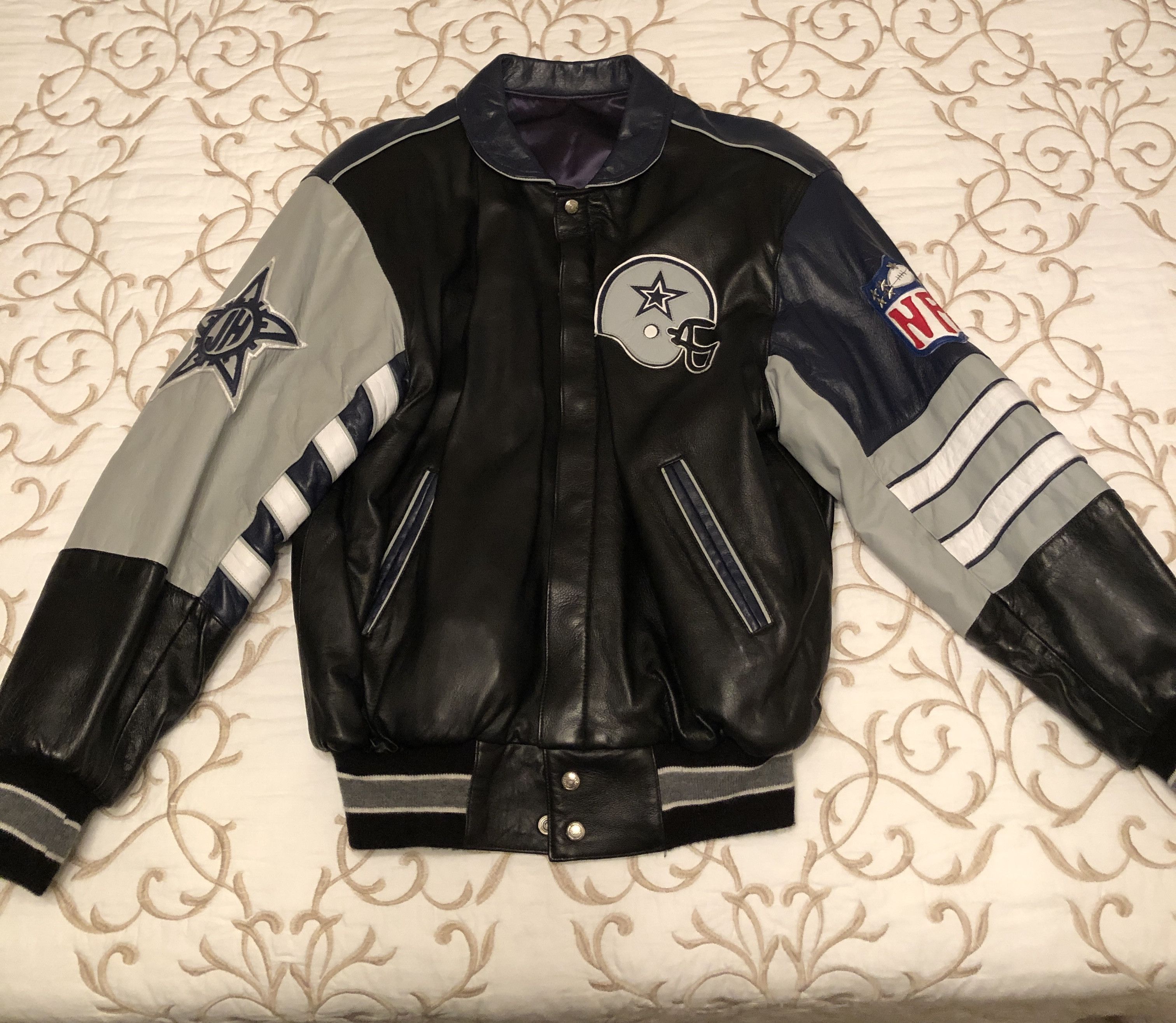 Vintage Dallas Cowboys Leather Jacket sale with matching gloves