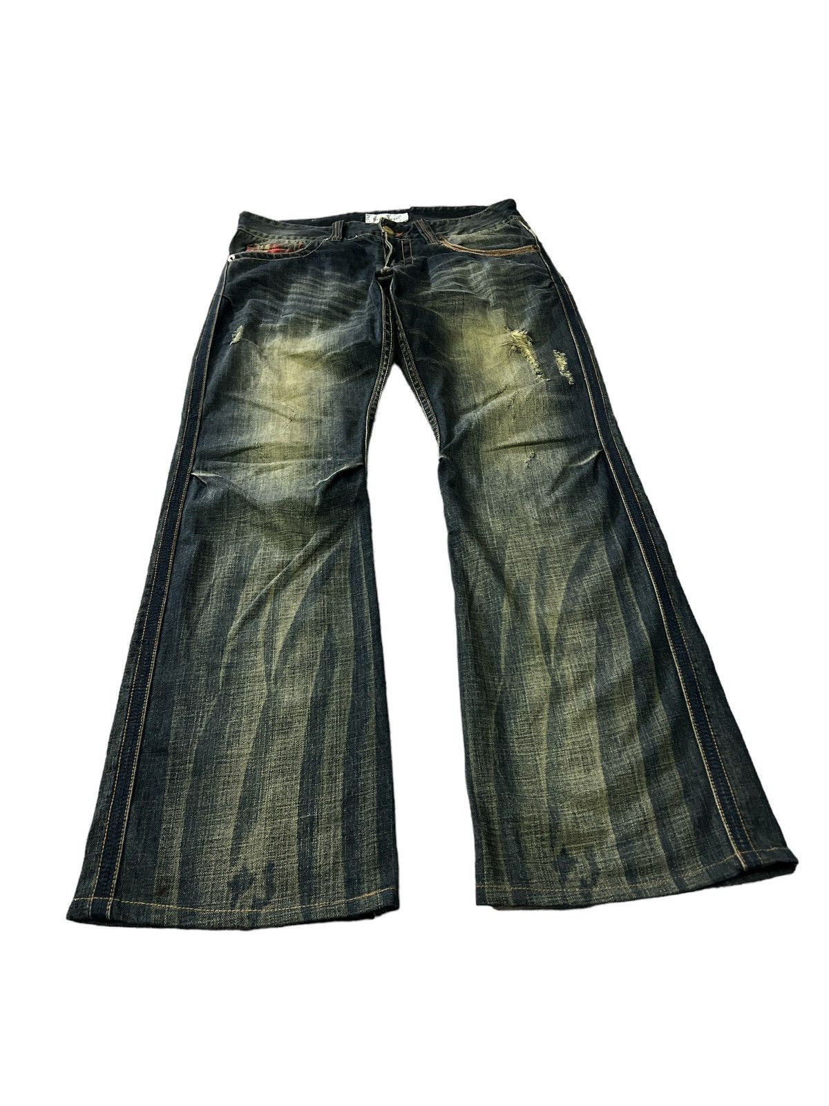 If Six Was Nine × Japanese Brand FLARED💥URBAN CRAFT RIPPED DISTRESSED DENIM PANT Size US 32 / EU 48 - 6 Thumbnail