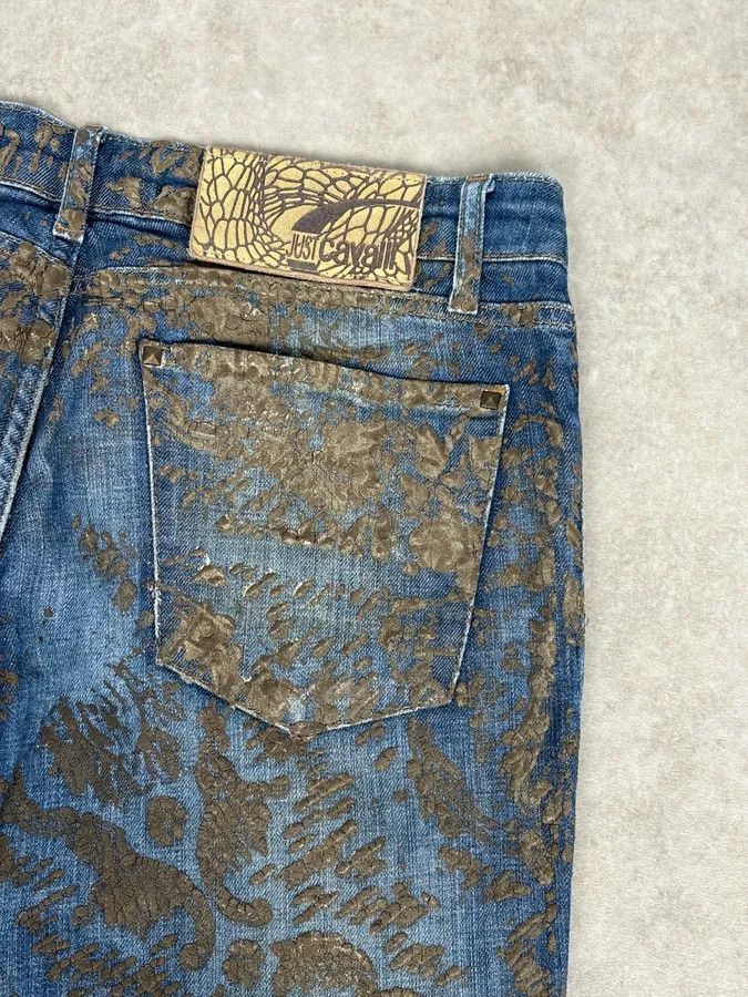 Just Cavalli SS2007 Cavalli Baroque Gold Pattern Blue Denim Jeans Size 26" / US 2 / IT 38 - 8 Thumbnail