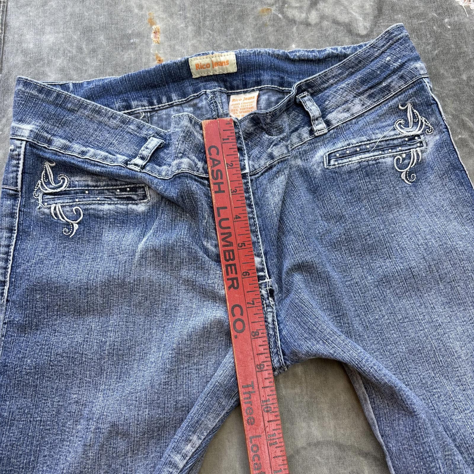 Vintage Vintage Y2K Rhinestone Studded Embroidered Grunge Rico Jeans Size 33" - 5 Thumbnail