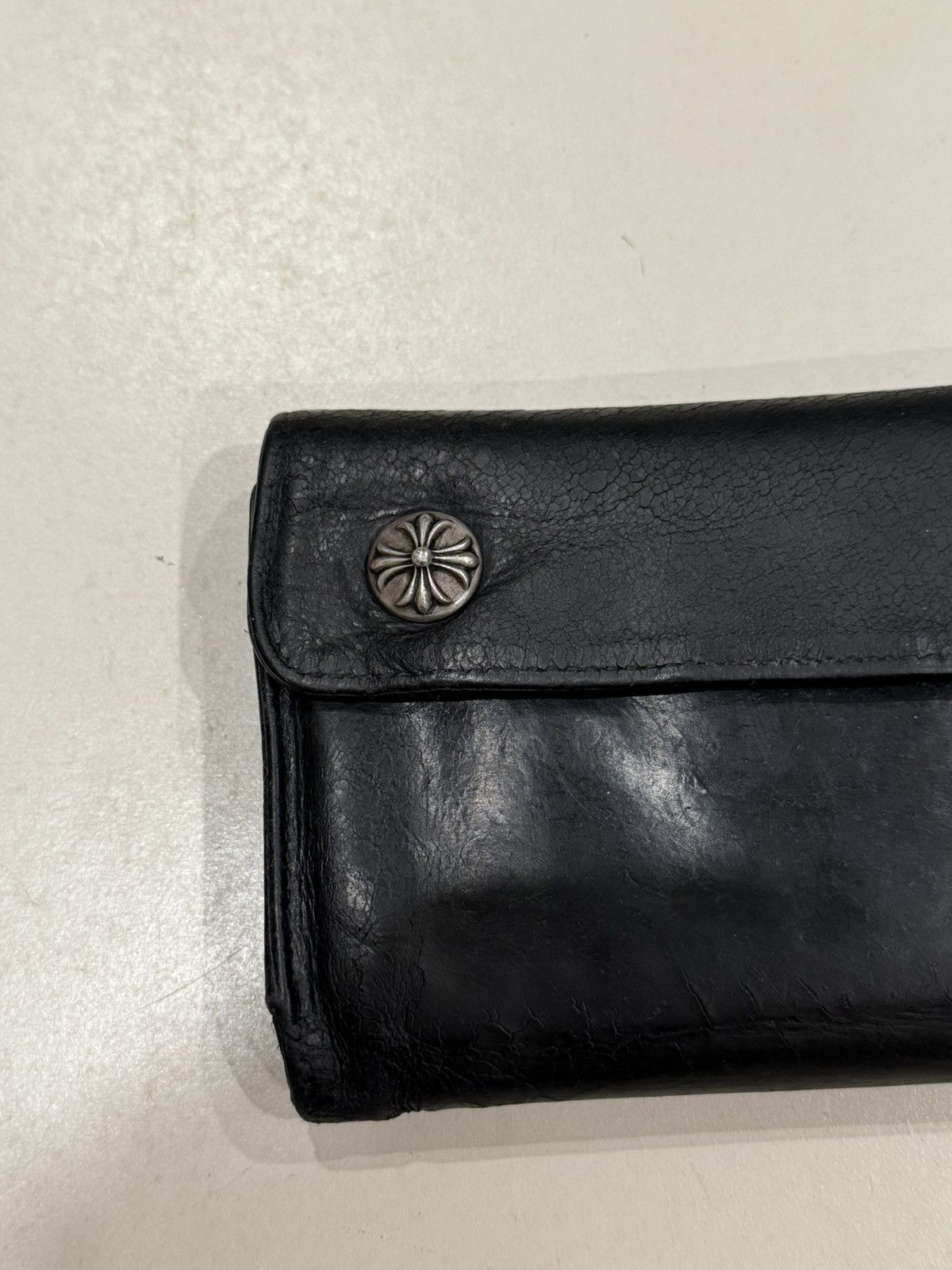 Chrome Hearts Chrome Hearts Black Leather Wave Wallet Silver Cross Balls Size ONE SIZE - 4 Thumbnail