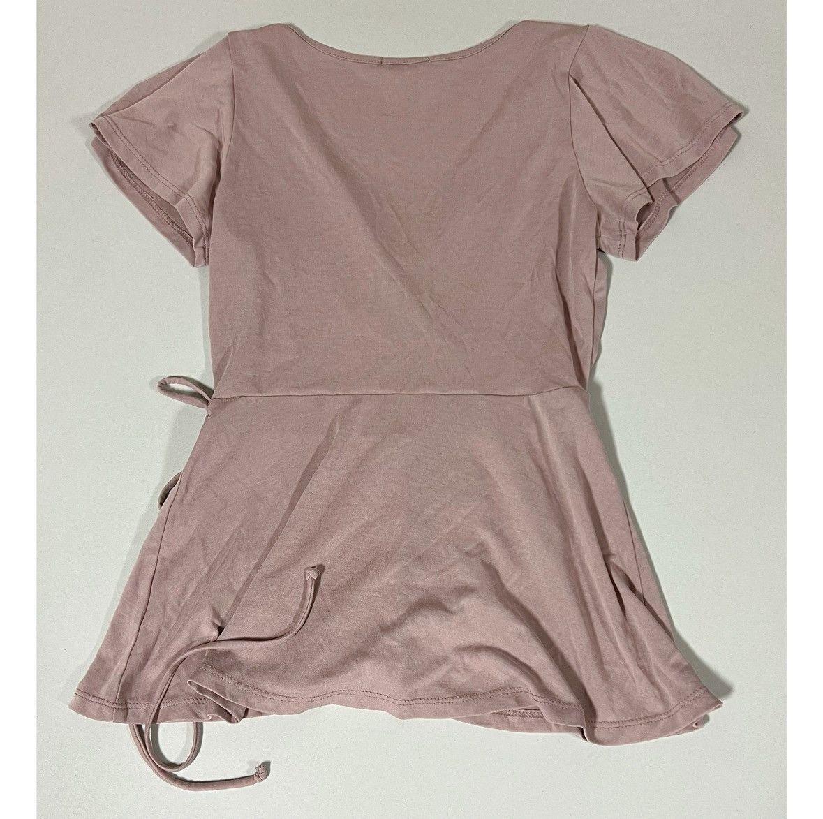 Japanese Brand Mauve Pink Babydoll Wrap Short Sleeve Shirt Top Blouse XS 🌷✨ Size XS / US 0-2 / IT 36-38 - 3 Thumbnail