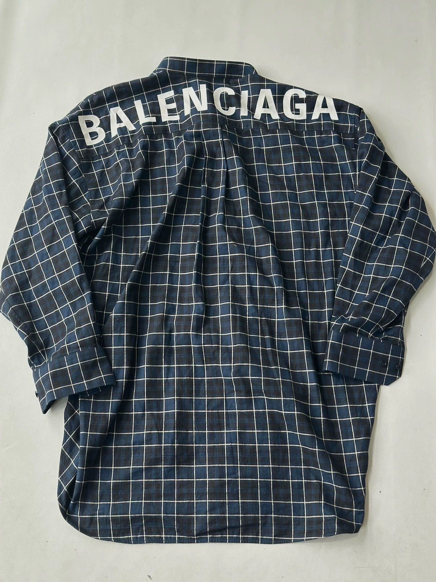 Balenciaga Balenciaga Back Logo Plaid Long Sleeve Shirt - dmc Size US S / EU 44-46 / 1 - 1 Thumbnail