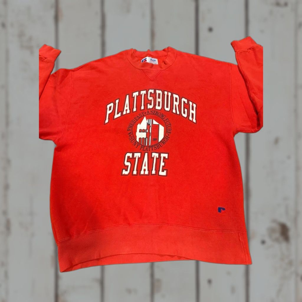 Russell Athletic VINTAGE Russell Athletics Sweatshirt Plattsburgh State College 2XL Red Unisex Adults Crew Neck Pullover Graphic Print Size US XXL / EU 58 / 5 - 1 Thumbnail