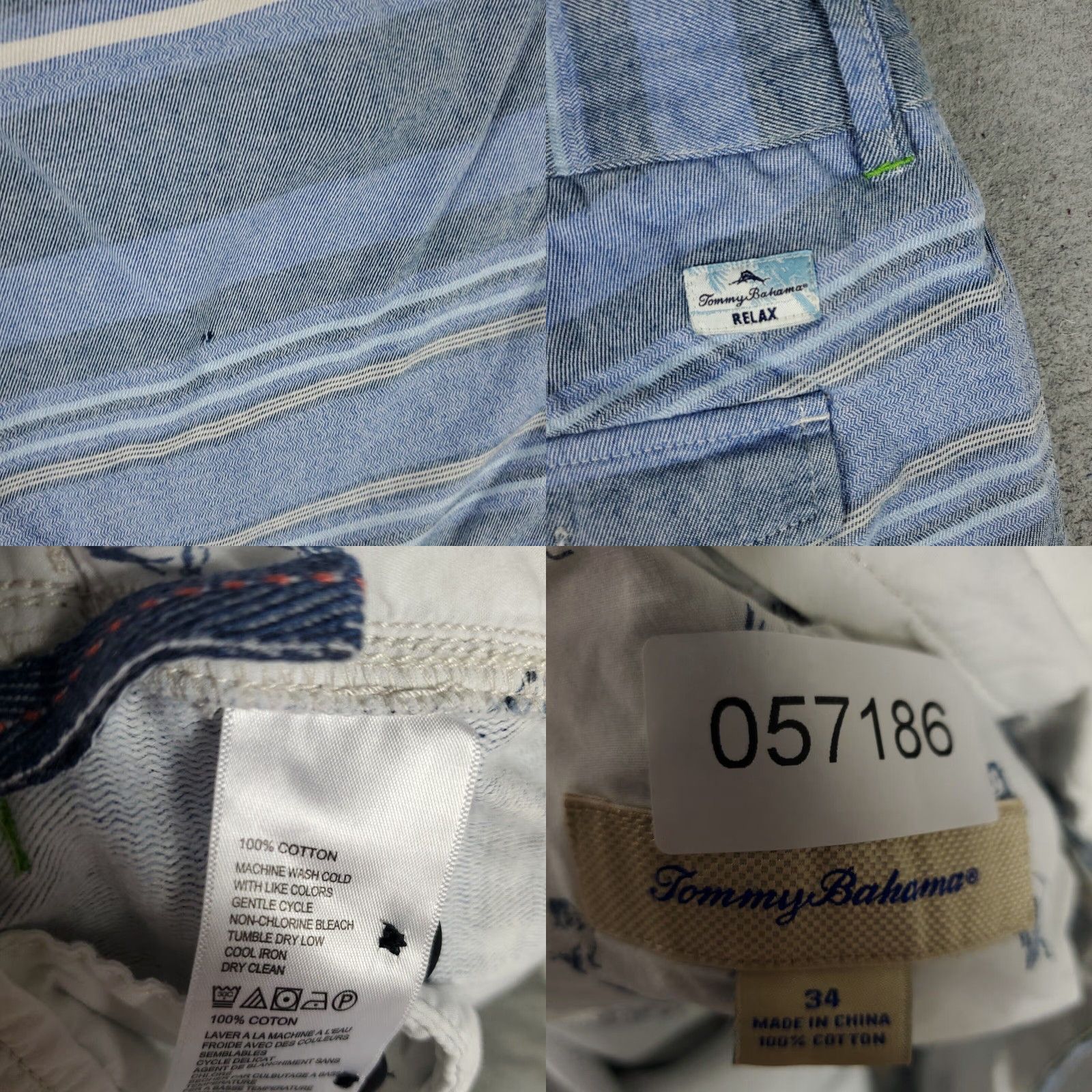 Tommy Bahama VINTAGE Tommy Bahama Shorts Men Size 34 Blue Striped Chino Flat Front Cotton Casual Size US 34 / EU 50 - 8 Thumbnail