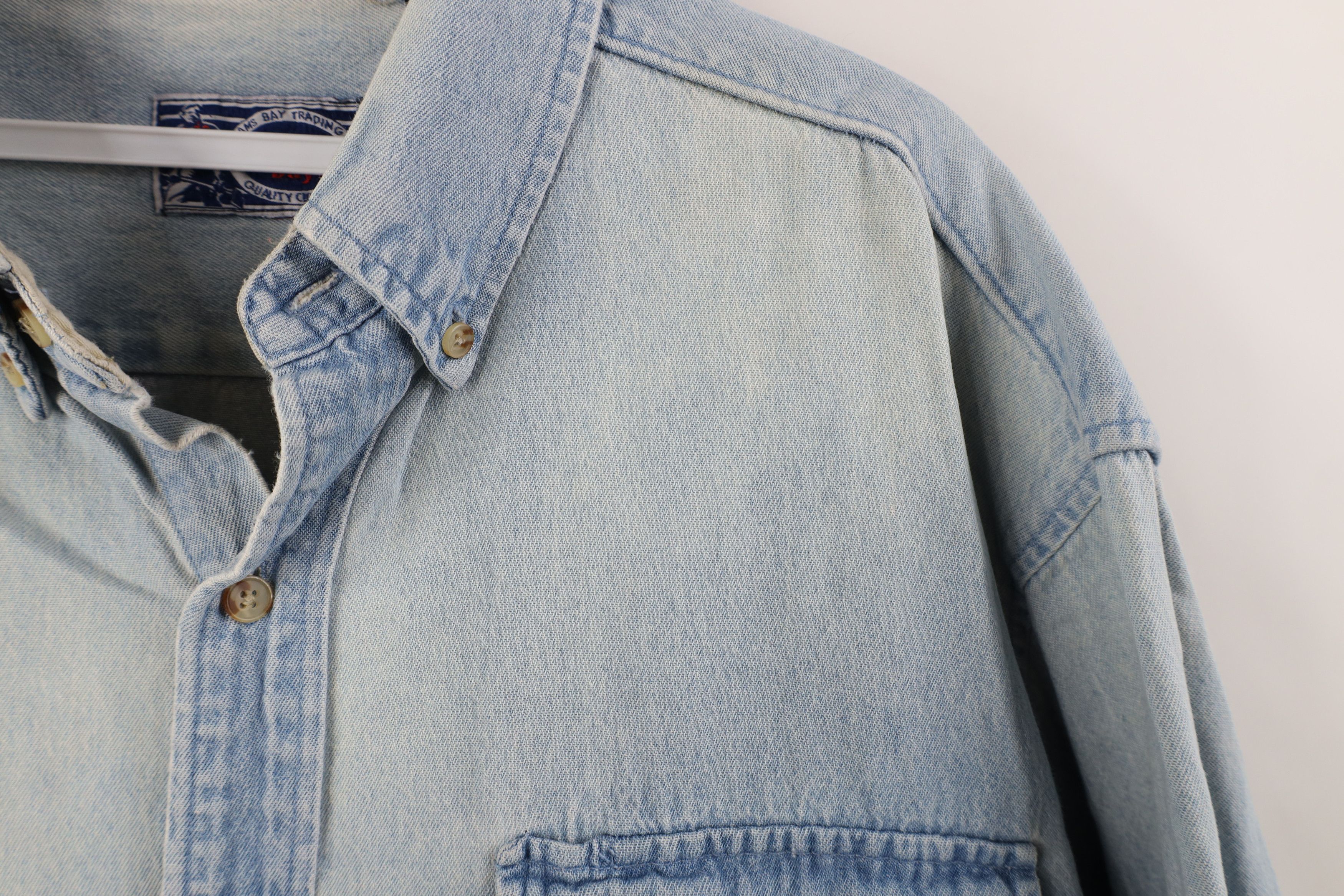 Vintage Vintage 90s Streetwear Baggy Denim Jean Button Shirt Blue Size US L / EU 52-54 / 3 - 4 Thumbnail