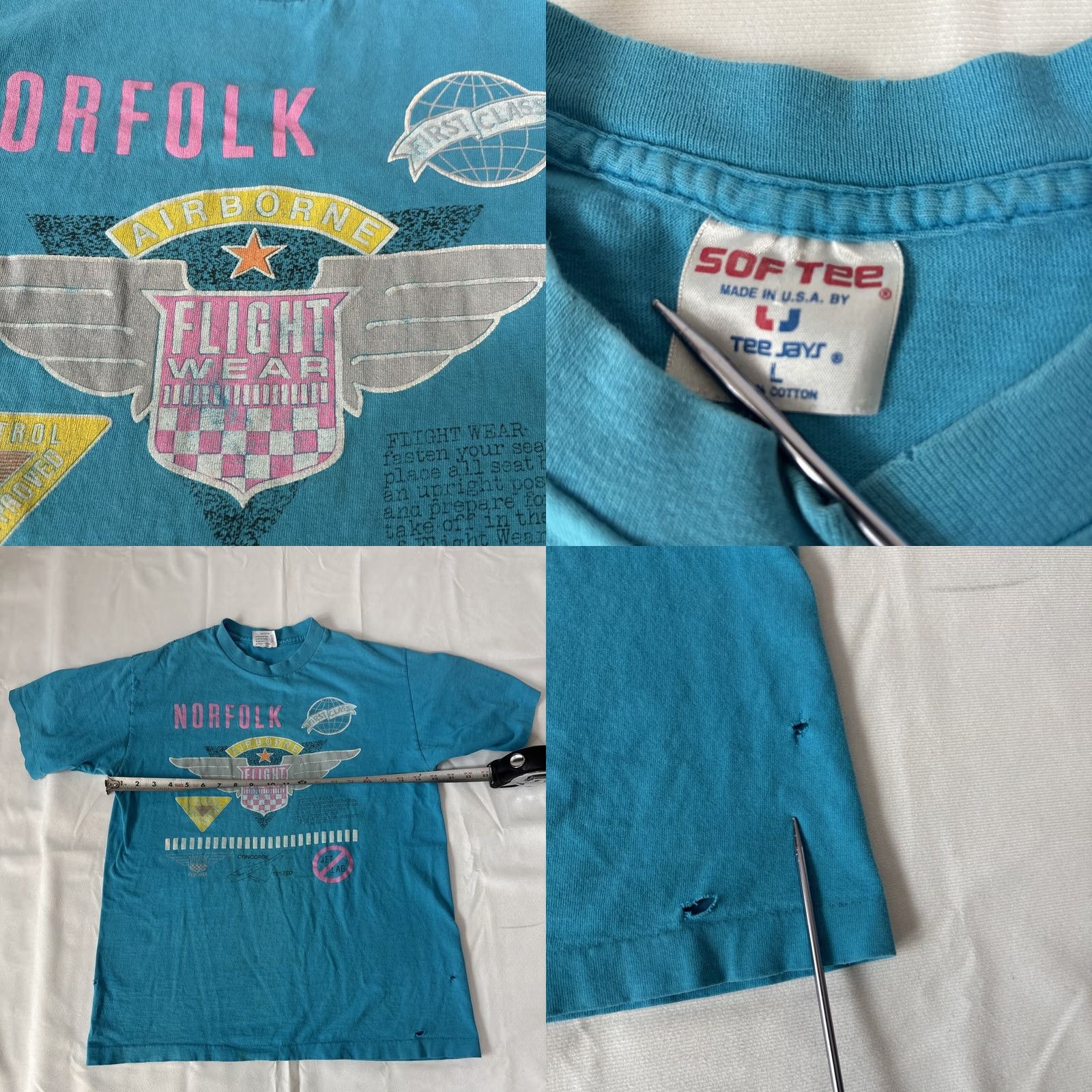 Vintage VINTAGE 1980s Norfolk Airborne Flight Wear T Shirt Sid Tee USA L Blue Size US L / EU 52-54 / 3 - 8 Thumbnail
