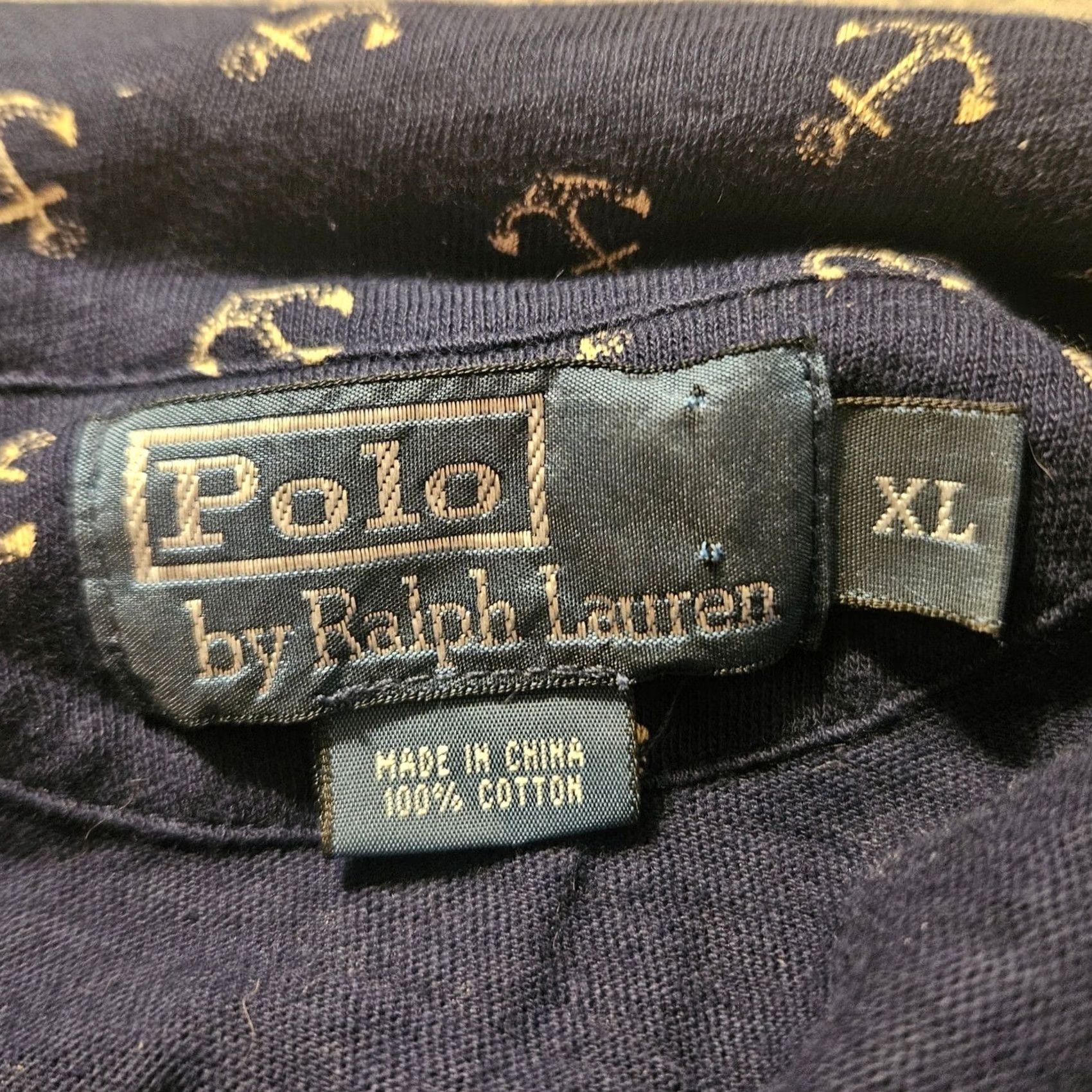 Polo Ralph Lauren Polo Ralph Lauren Mens XL Navy Blue Anchor Print Short Sleeve Shirt Cotton Size US XL / EU 56 / 4 - 3 Thumbnail