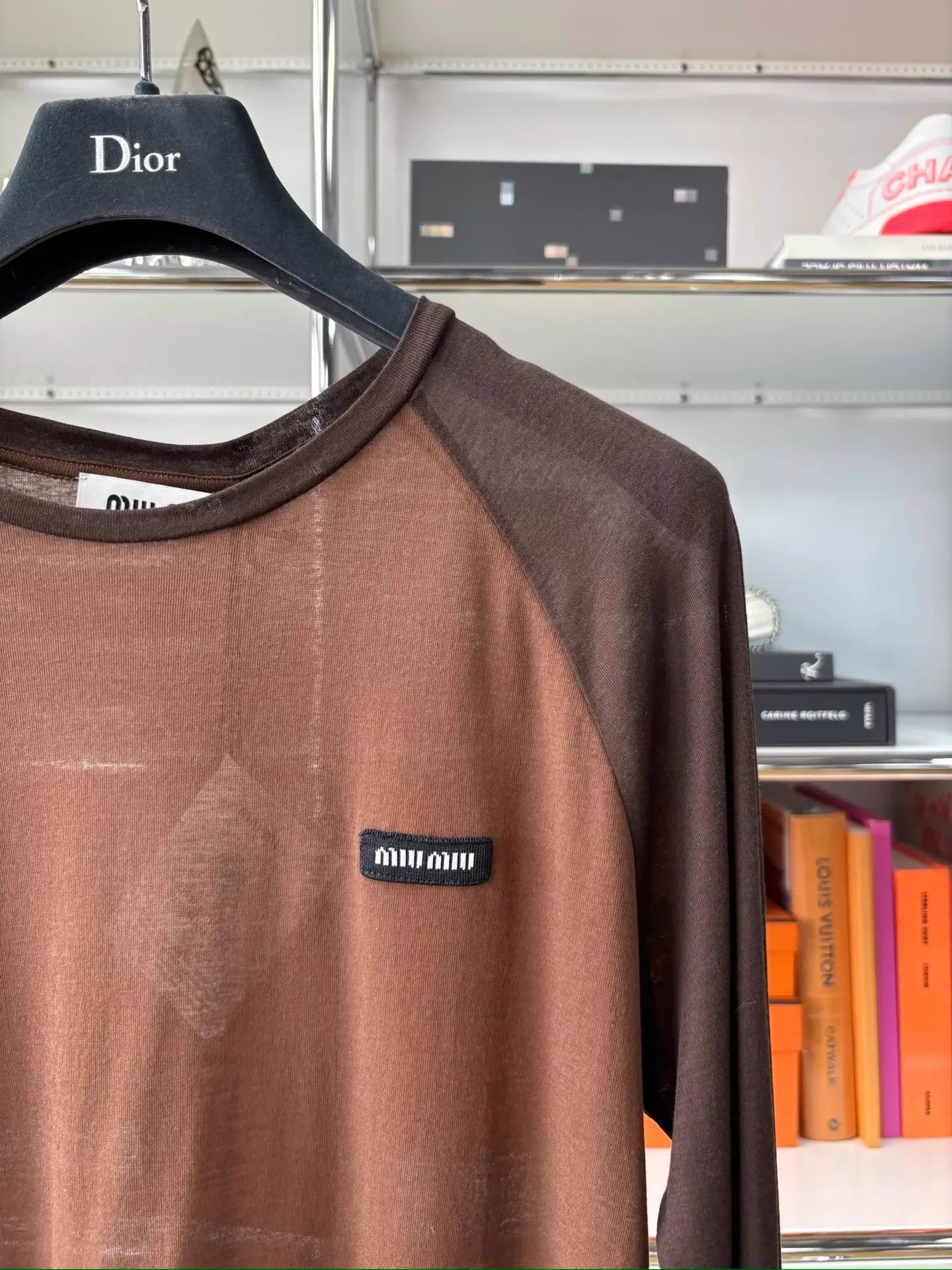Miu Miu MIU MIU Brown Colorblock Logo Embroidered LS Top XS Size XS / US 0-2 / IT 36-38 - 2 Thumbnail