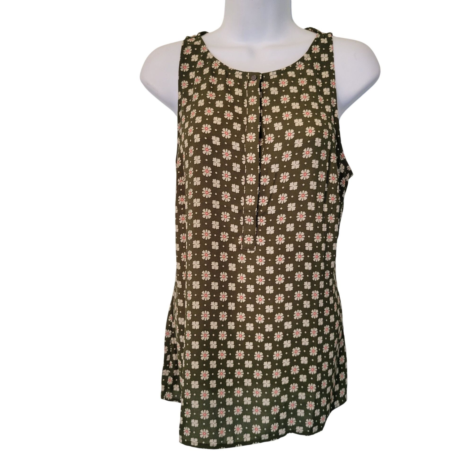 Other Cabi Sleeveless Floral Snap Tank Top S Green Print 3985 Summ Size S / US 4 / IT 40 - 1 Thumbnail
