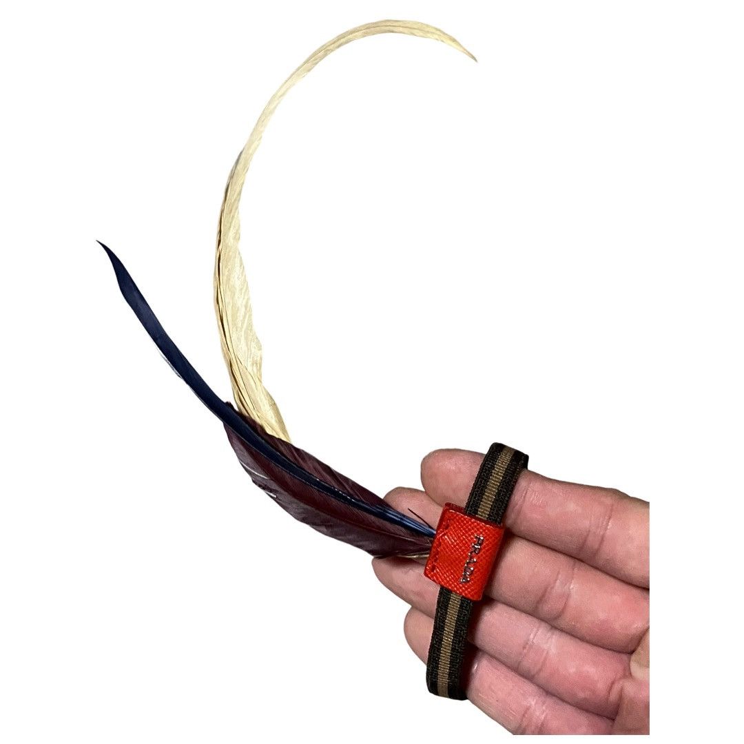 Prada PRADA SS14 Feather Elastic Bracelet – Red Saffiano Leather Size ONE SIZE - 1 Thumbnail