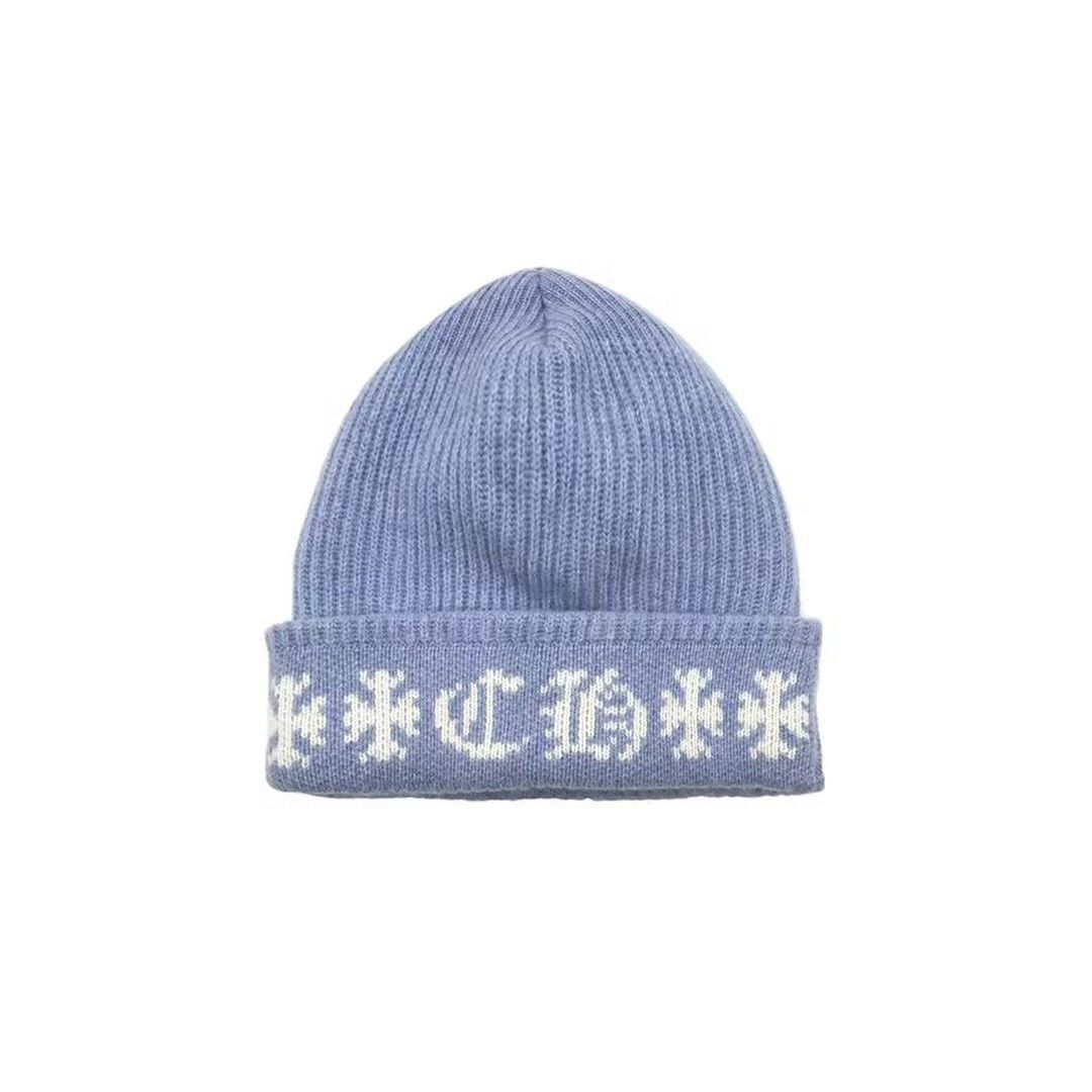 Chrome Hearts Chrome Hearts Baby Blue Cashmere Cross Logo Beanie Size ONE SIZE - 1 Thumbnail