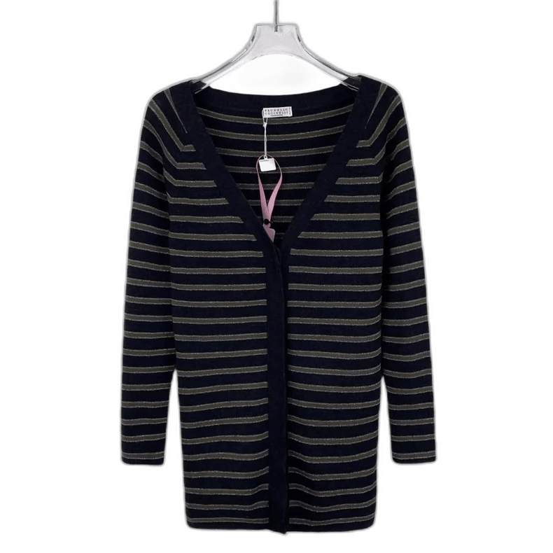 Brunello Cucinelli Brunello Cucinelli Striped Wool Long Sleeve Cardigan Size ONE SIZE - 1 Thumbnail