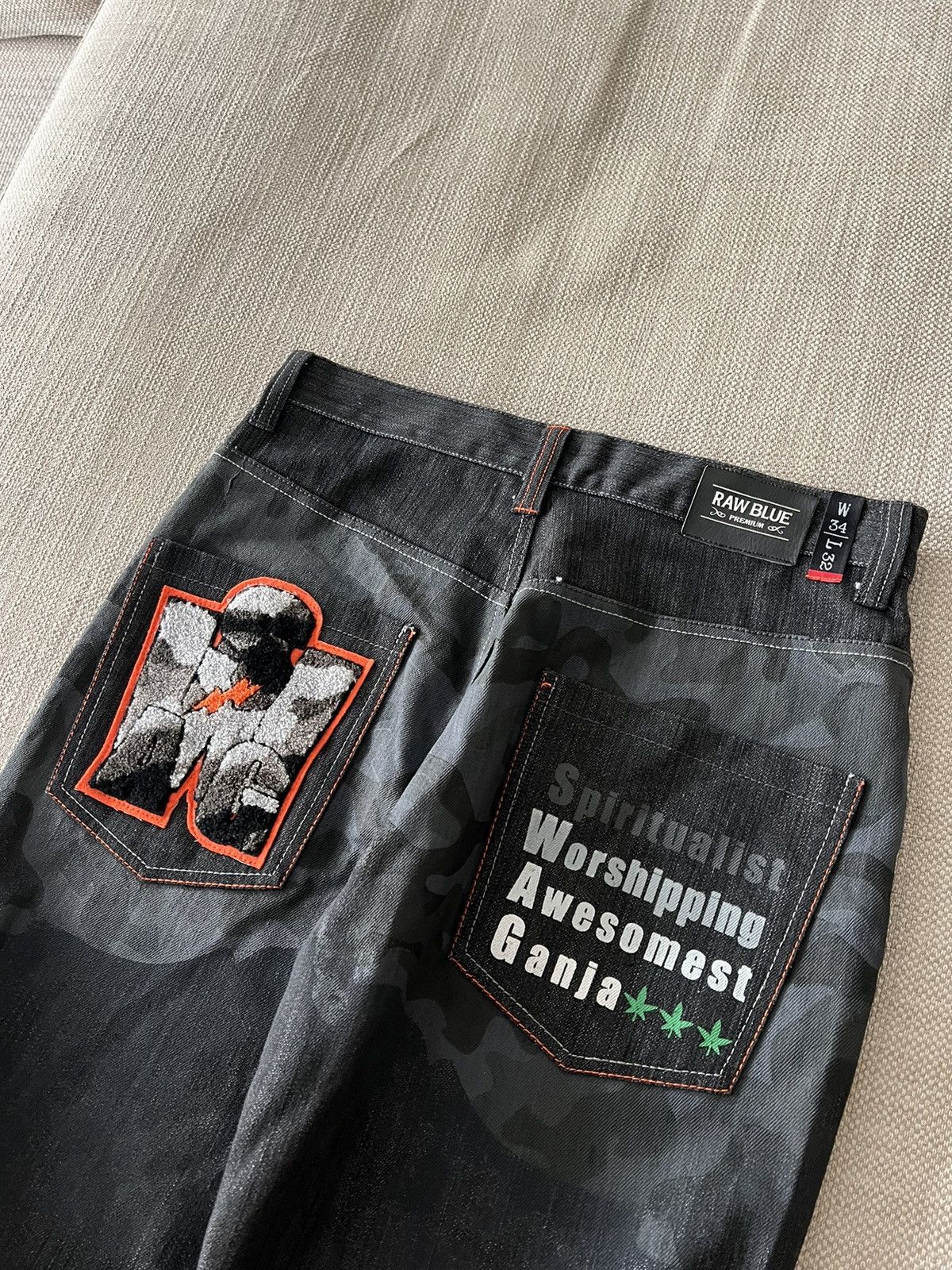 Vintage Vintage 💥 Raw Blue Ganja Pants Jeans Size US 34 / EU 50 - 8 Thumbnail
