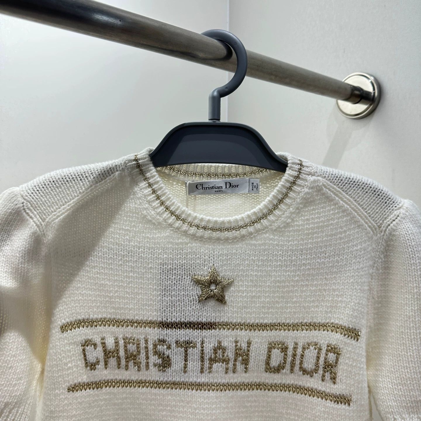 Christian Dior Monsieur Dior mar347 Unworn White Gold SS Lucky Star Logo 38 Size S / US 4 / IT 40 - 3 Thumbnail