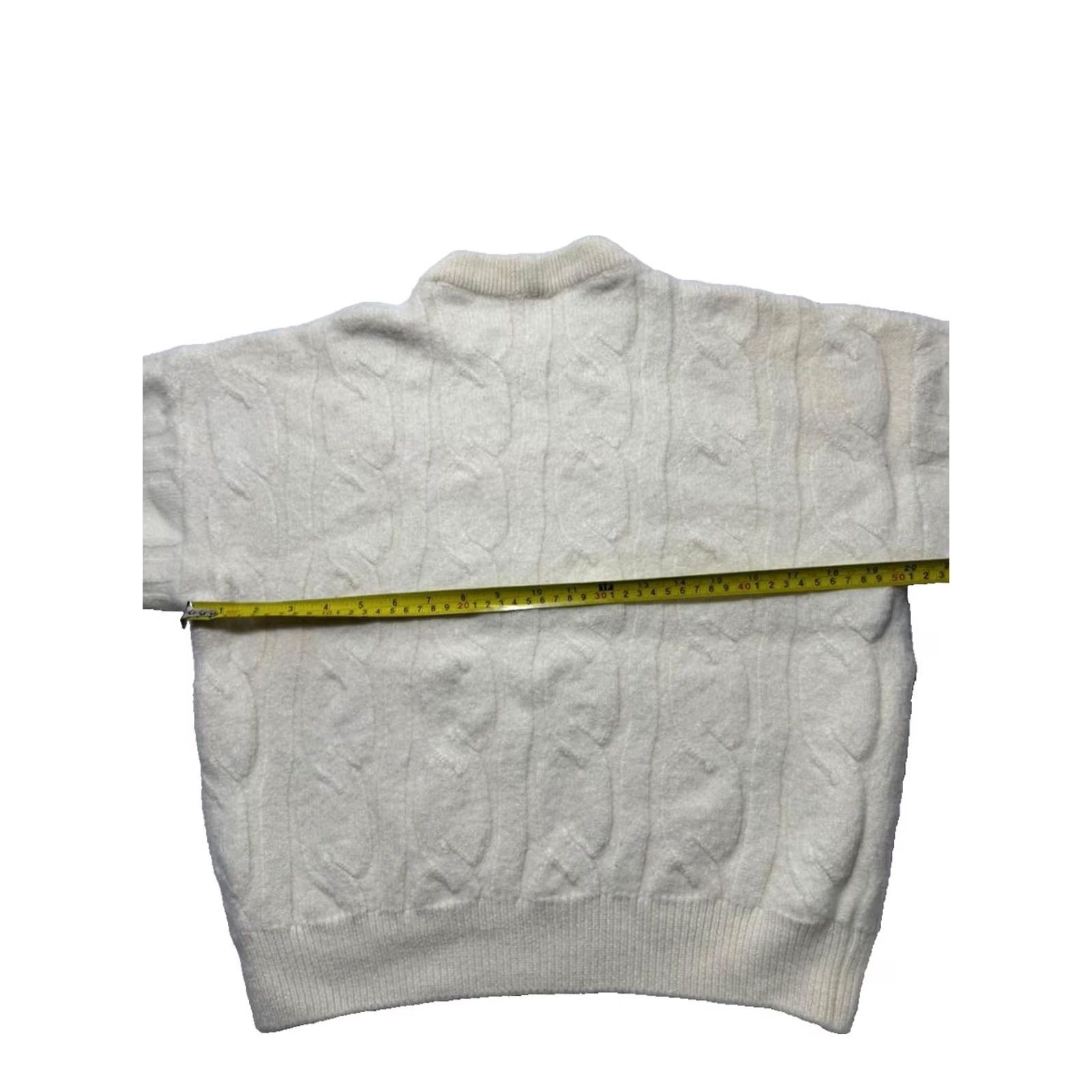 Ferrari Ferrari Cable Knit Sweater White Wool Logo Embroidered Unisex | M Size M / US 6-8 / IT 42-44 - 5 Thumbnail