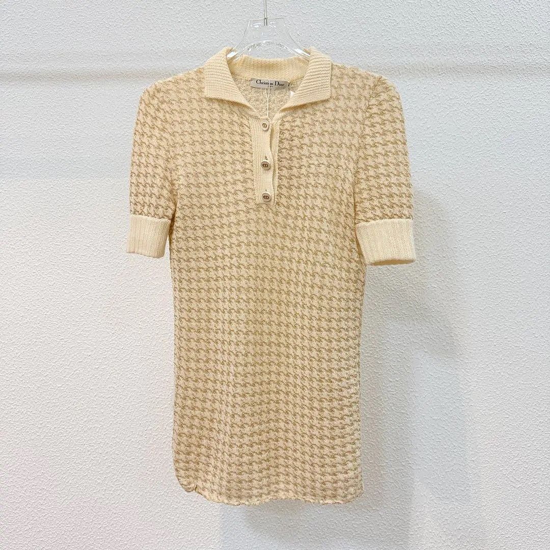 Dior Dior Cashmere Houndstooth Polo Beige Size 36 Size XS / US 0-2 / IT 36-38 - 1 Thumbnail