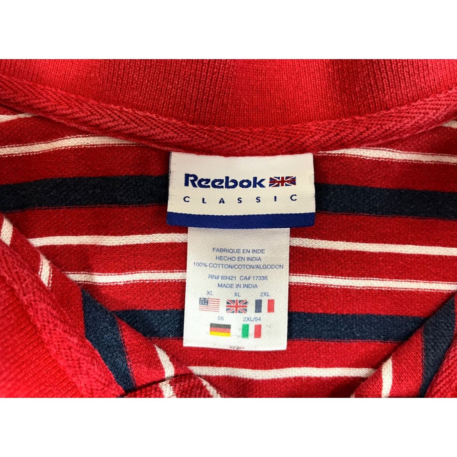 Reebok VINTAGE Reebok Classic Polo Shirt Striped XL Men’s Shirt Polo Red 100% Cotton Embroidered Logo 90s Sports Size US XL / EU 56 / 4 - 6 Thumbnail