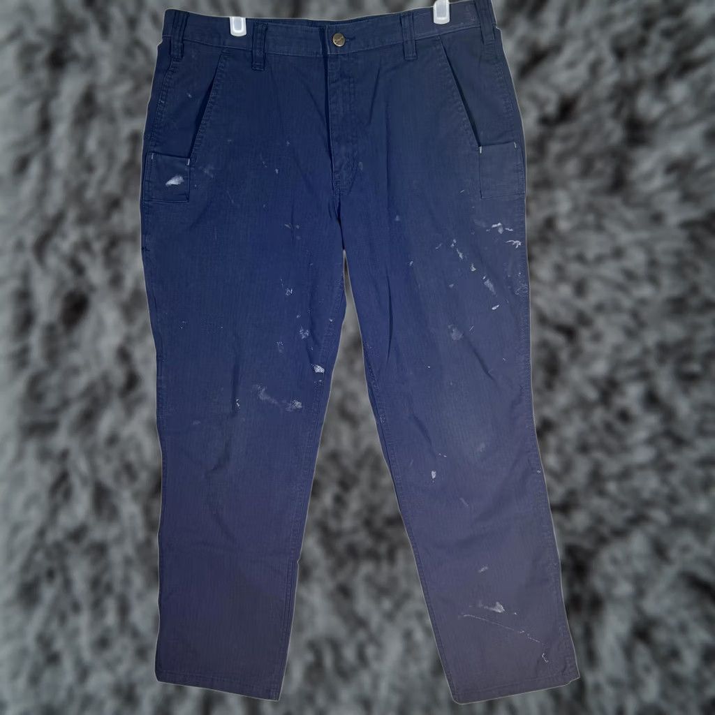 Carhartt Carhartt Pants Mens 34x29 Navy Relaxed Fit Ripstop Workwear Paint Stains Utility Pants Size US 34 / EU 50 - 1 Thumbnail