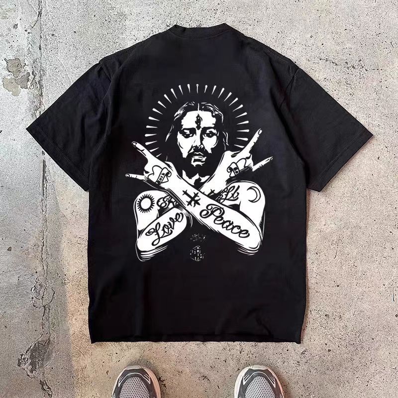Vintage Black washed vintage God print cotton t-shirt Size US M / EU 48-50 / 2 - 1 Thumbnail
