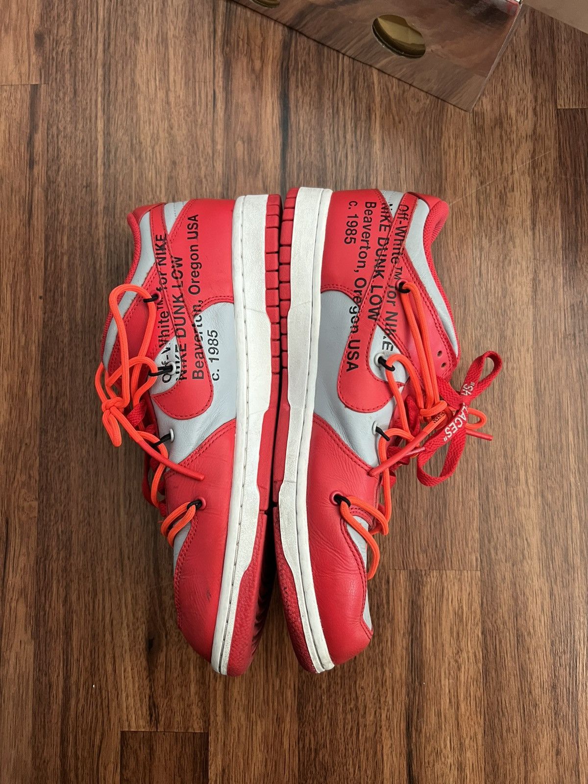 Nike × Off-White Nike Dunk Low Off-White University Red Size US 10.5 / EU 43-44 - 3 Thumbnail